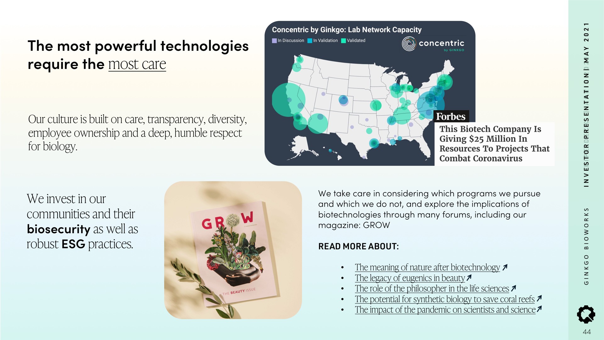 the most powerful technologies require the most care we invest in our communities and their as well as robust practices magazine crow read more about | Ginkgo