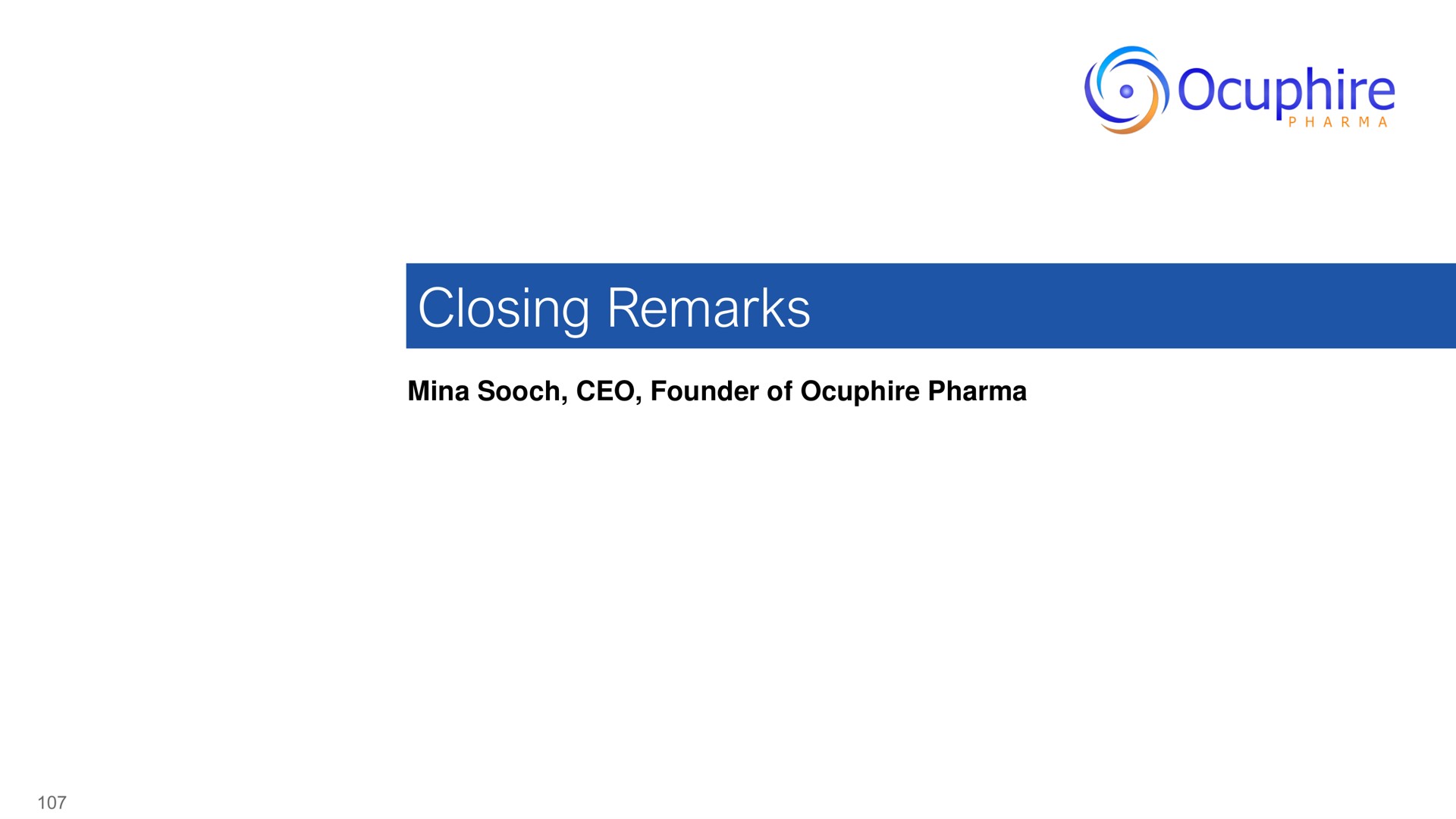 closing remarks | Ocuphire Pharma