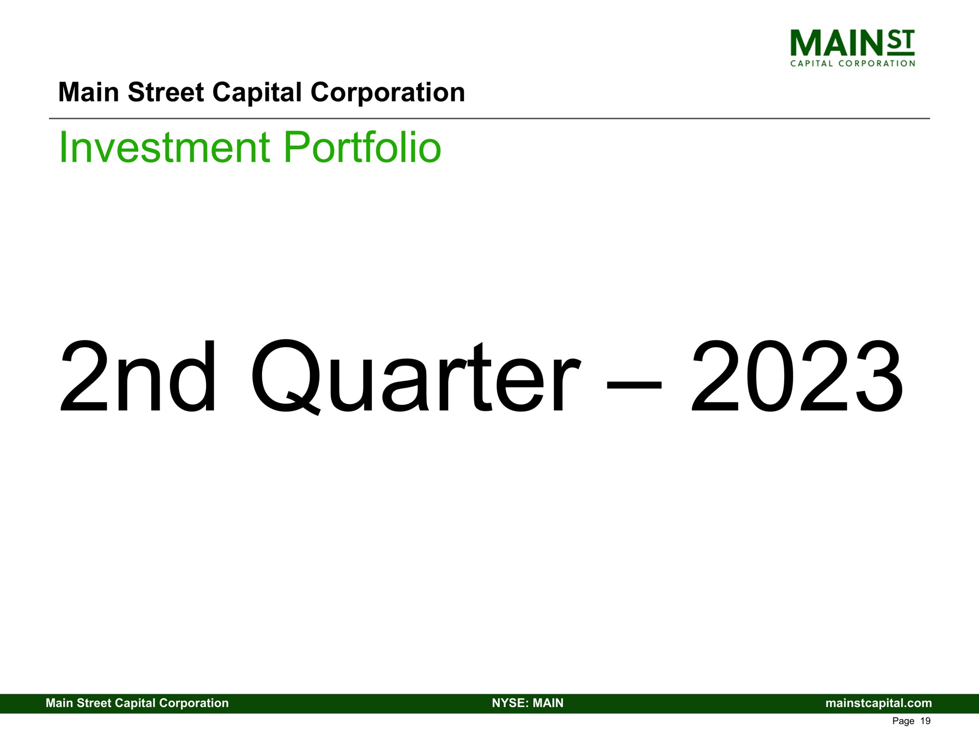 main street capital corporation investment portfolio quarter mains | Main Street Capital