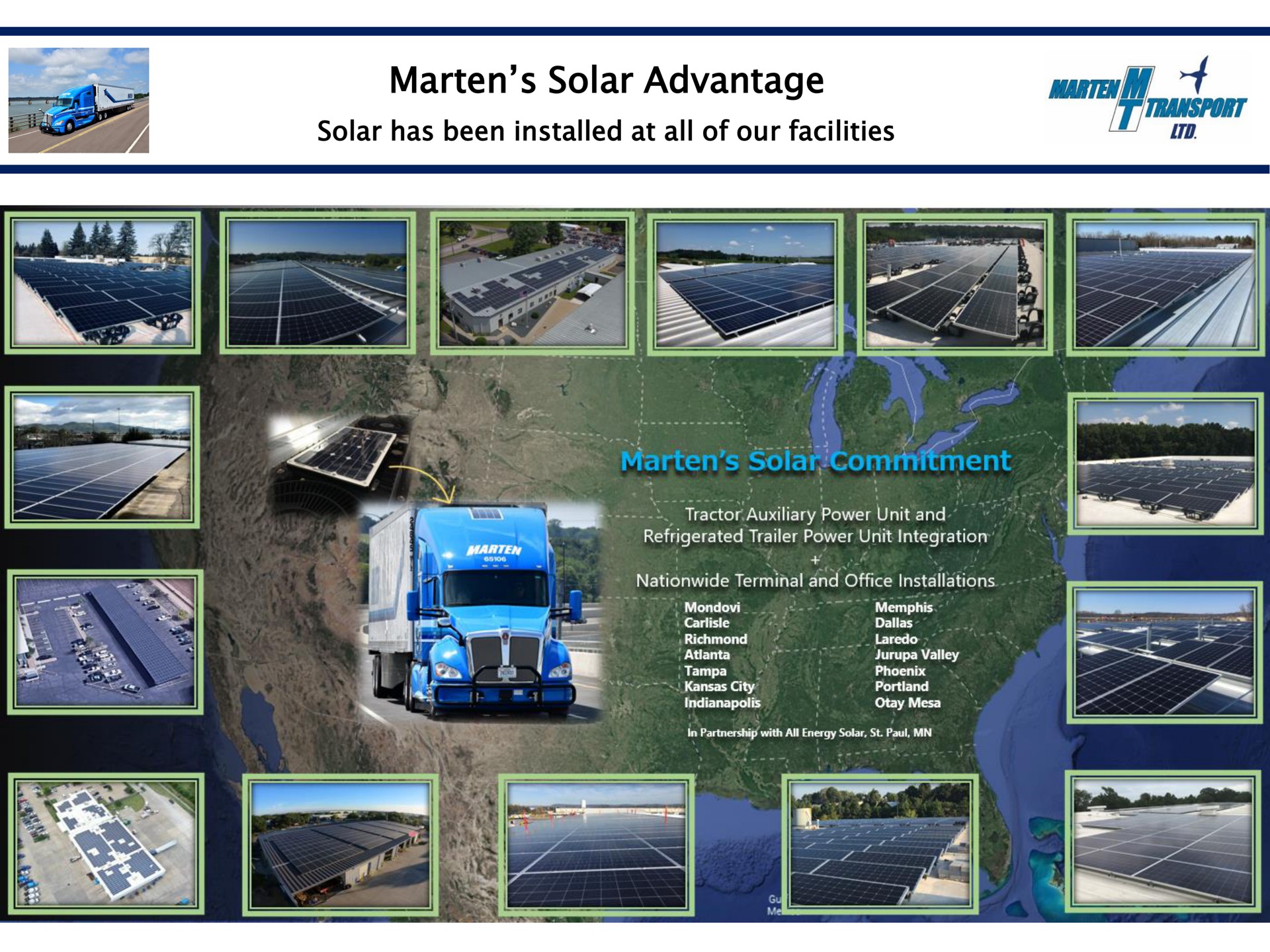 marten solar advantage solar has been at all of our facilities | Marten Transport