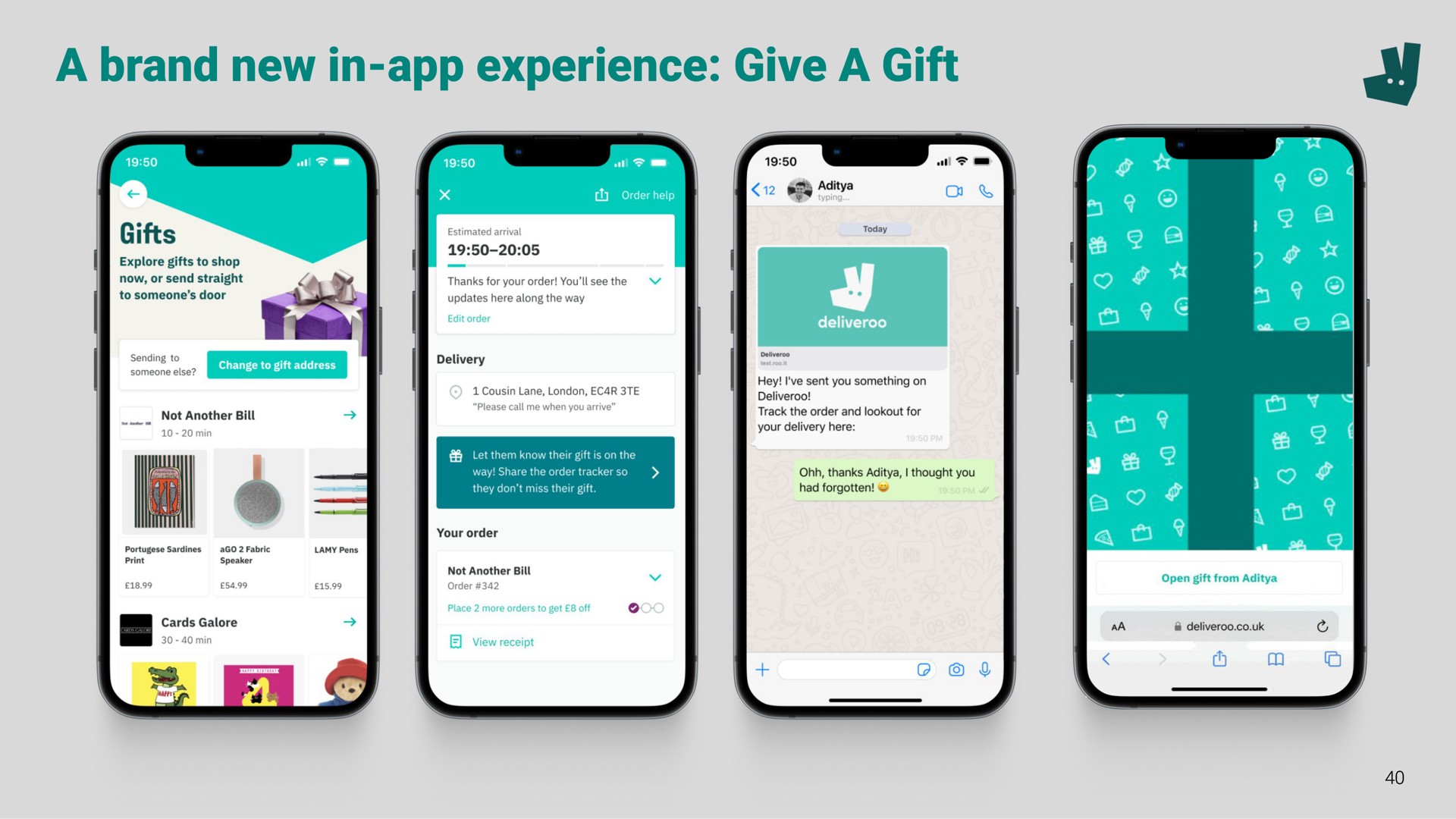 a brand new in experience give a gift | Deliveroo