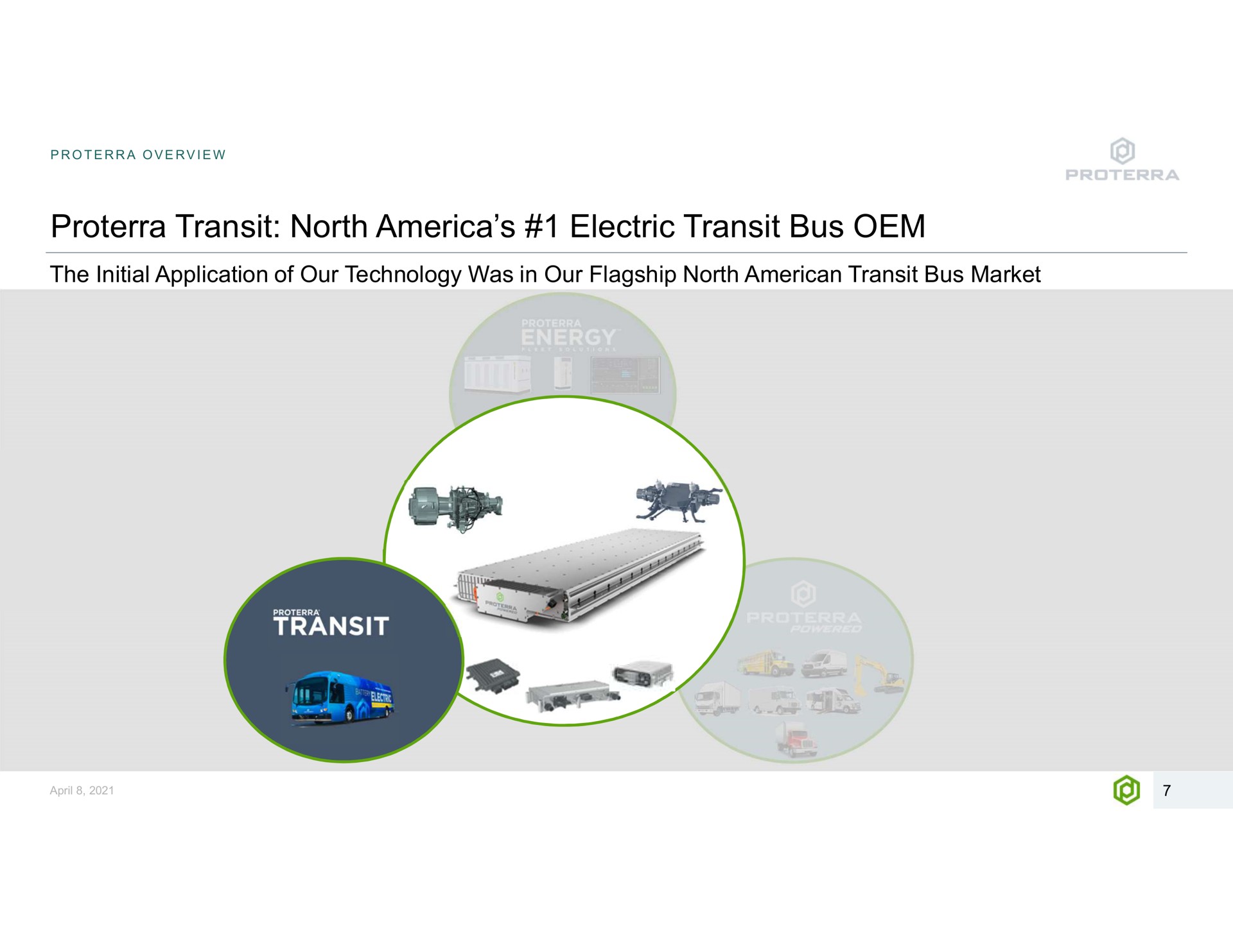 transit north electric transit bus overview the initial application of our technology was in our flagship market | Proterra