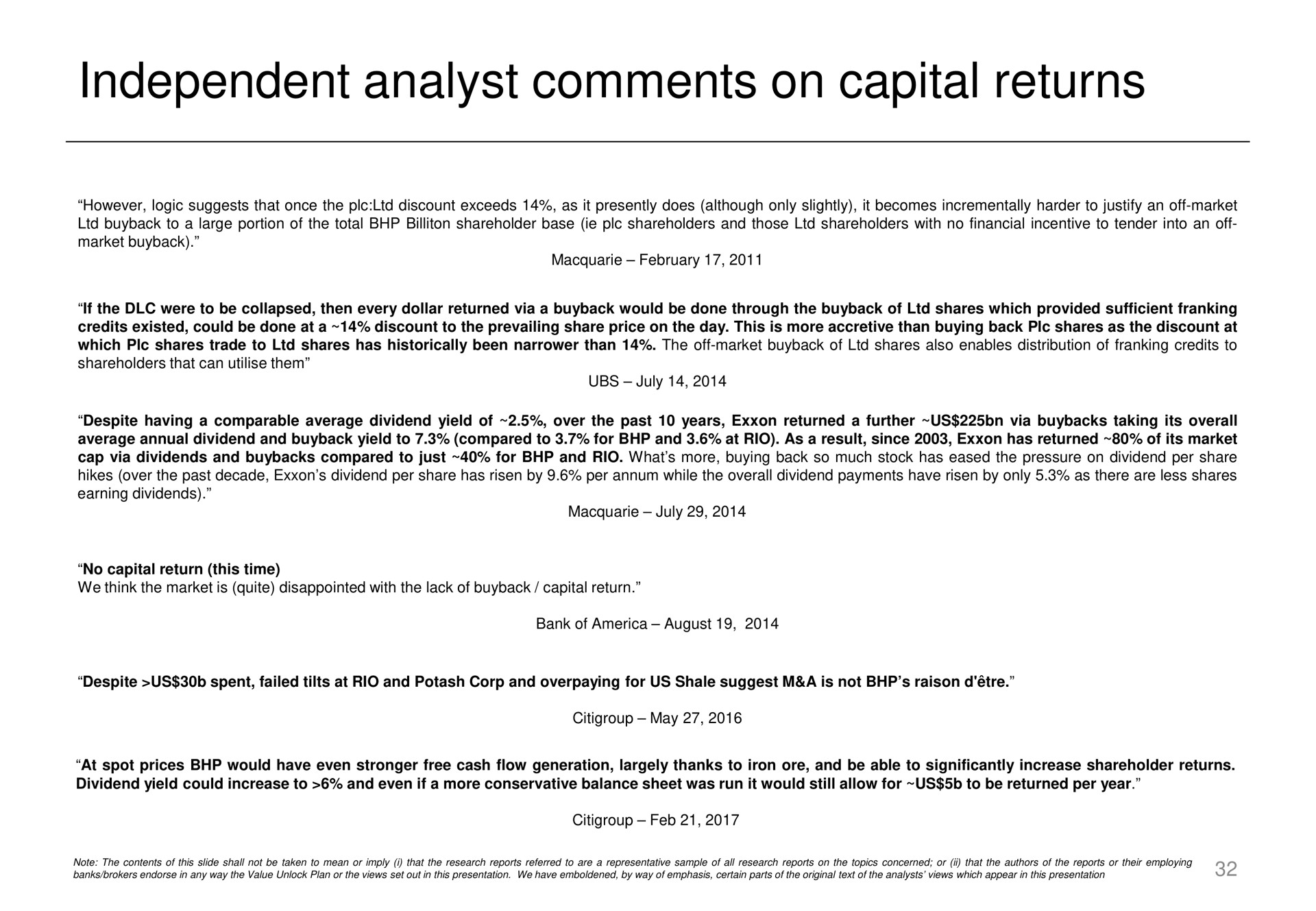 independent analyst comments on capital returns | Elliott Management