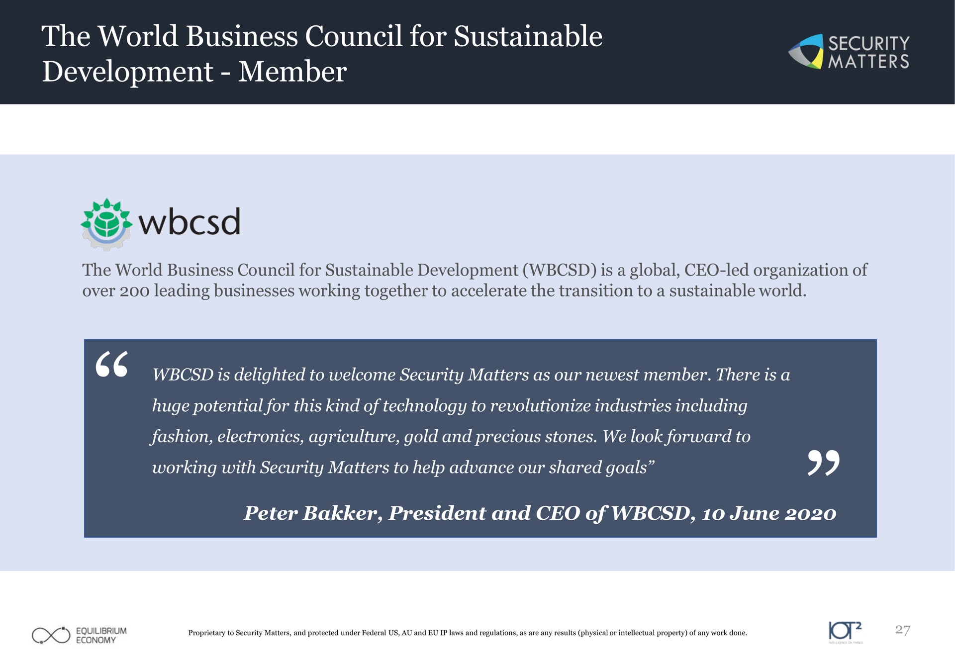 the world business council for sustainable development member | Security Matters
