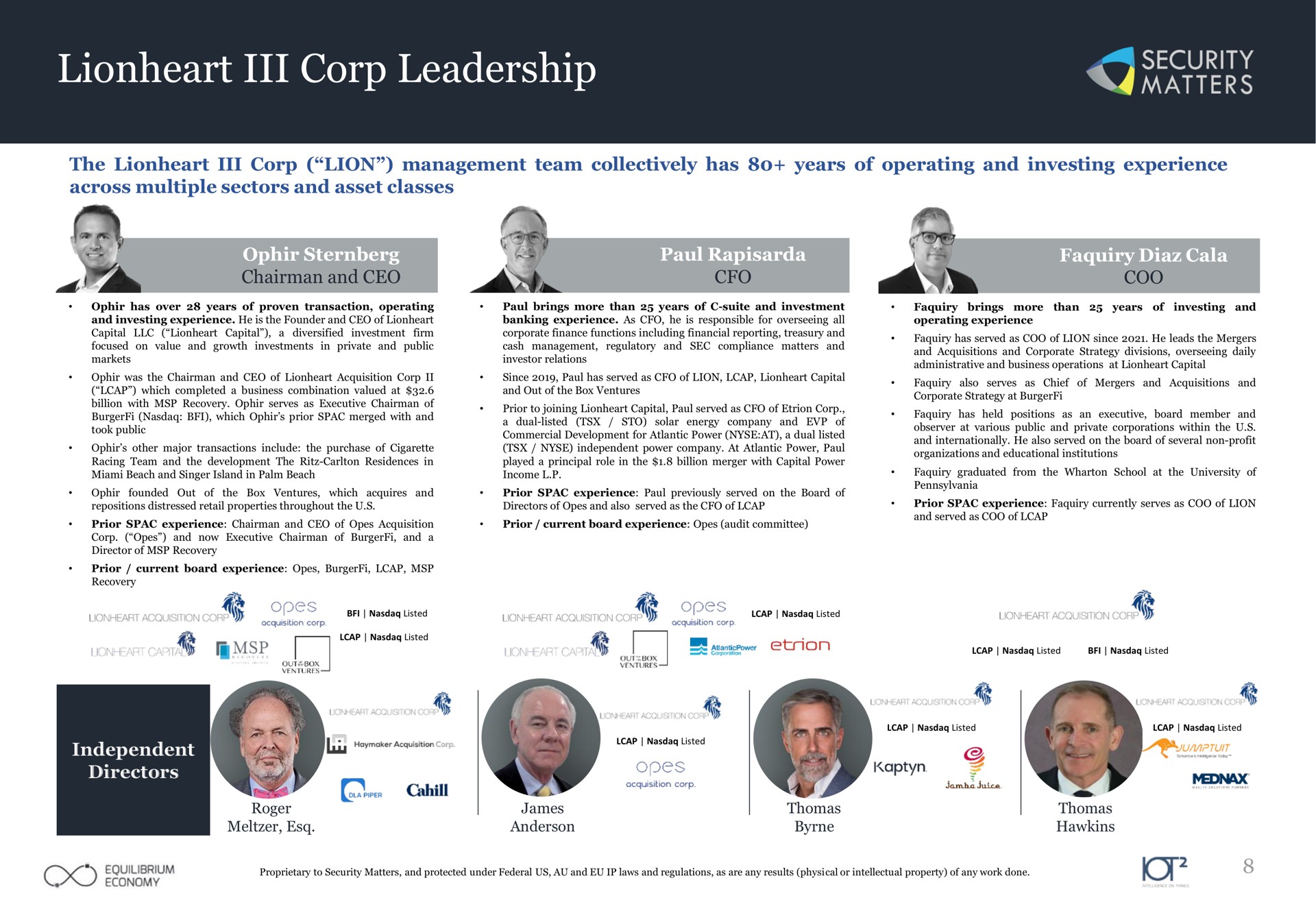 lionheart corp leadership a | Security Matters