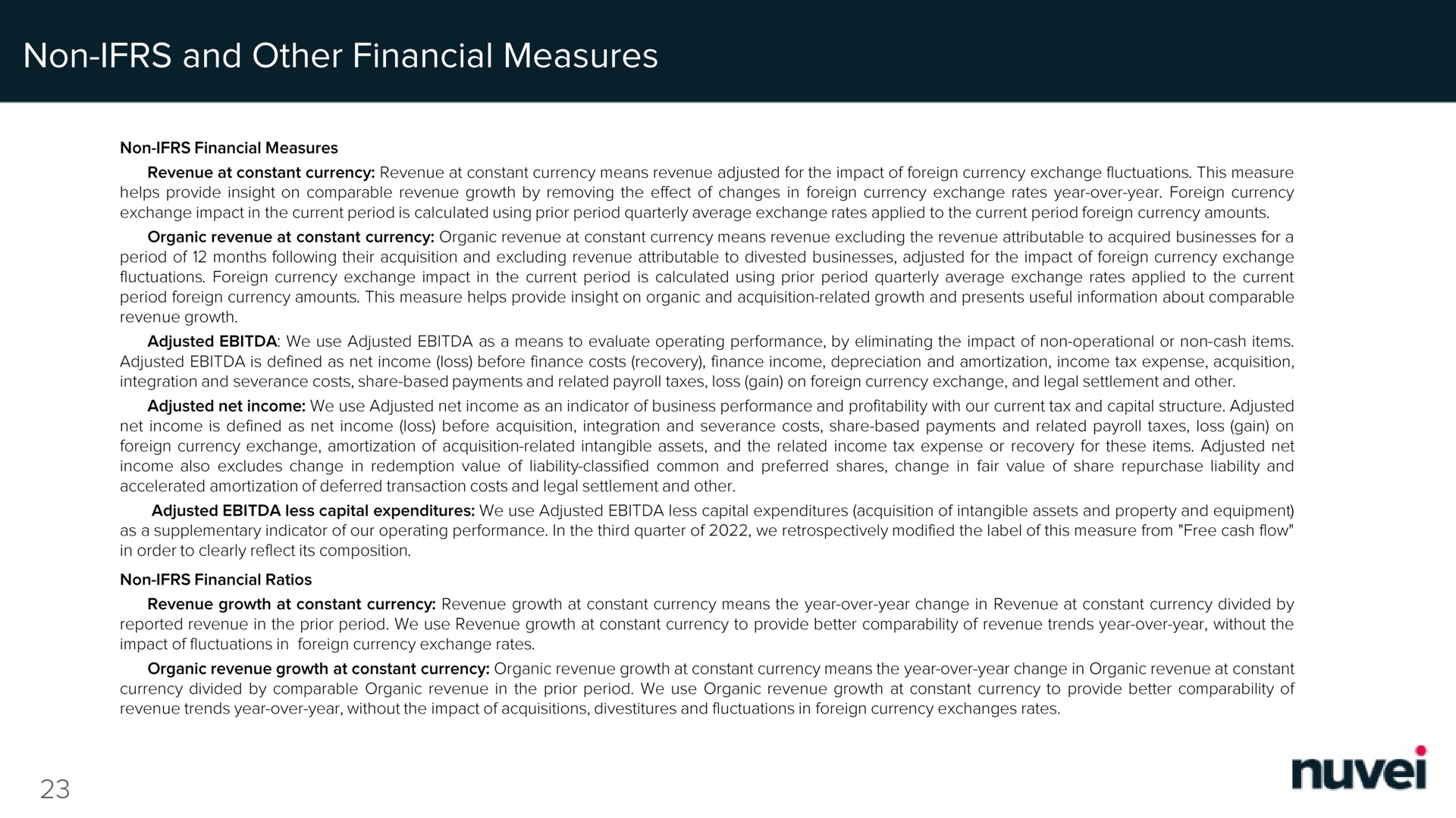 non and other financial measures | Nuvei