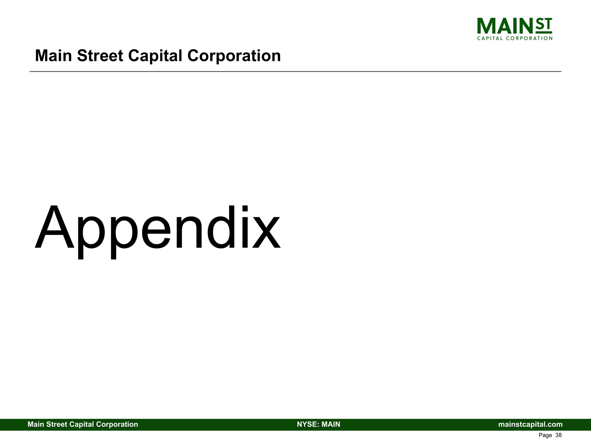 main street capital corporation appendix | Main Street Capital