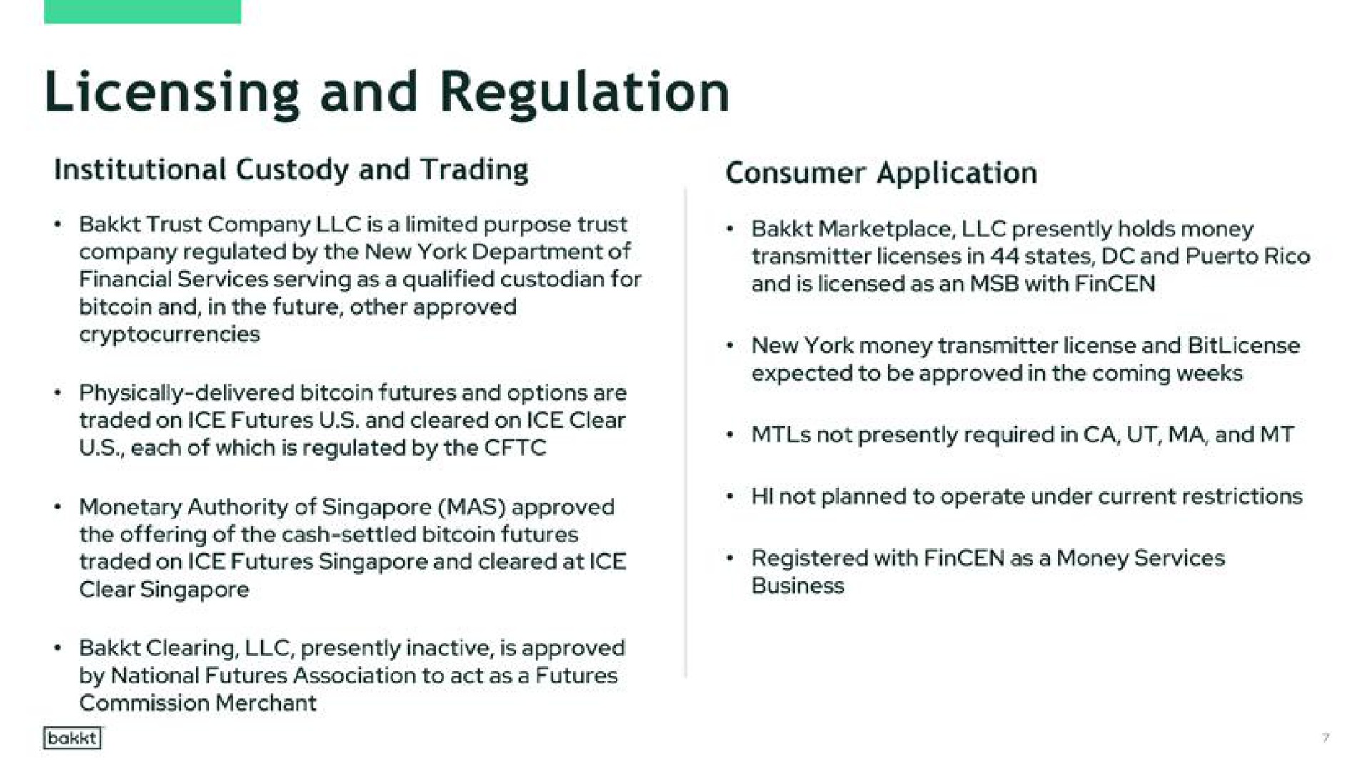 licensing and regulation | Bakkt