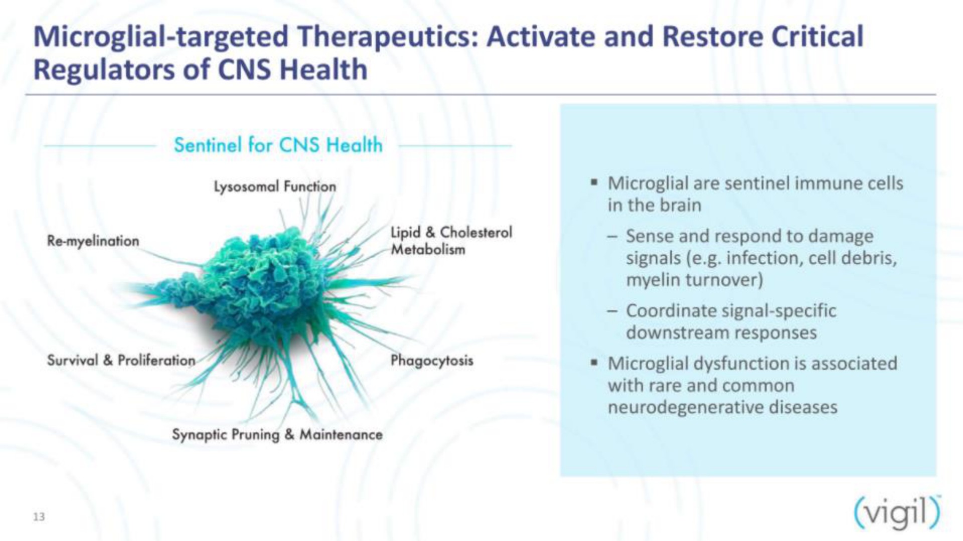 targeted therapeutics activate and restore critical regulators of health vigil | Vigil Neuroscience