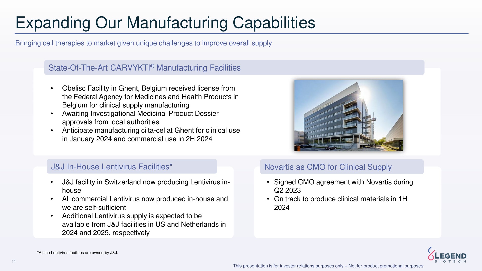 expanding our manufacturing capabilities | Legend Biotech