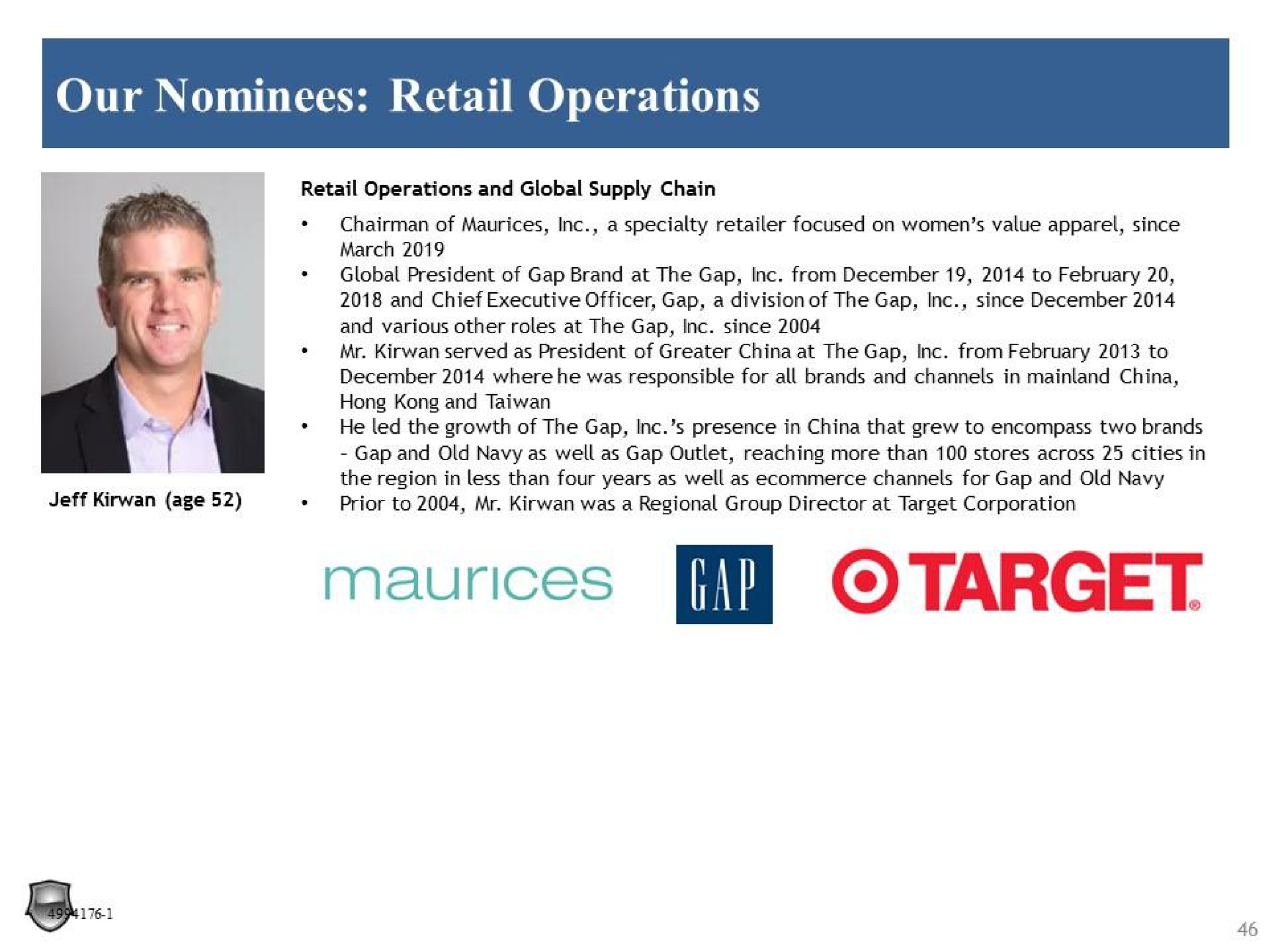 our nominees retail operations target | Legion Partners