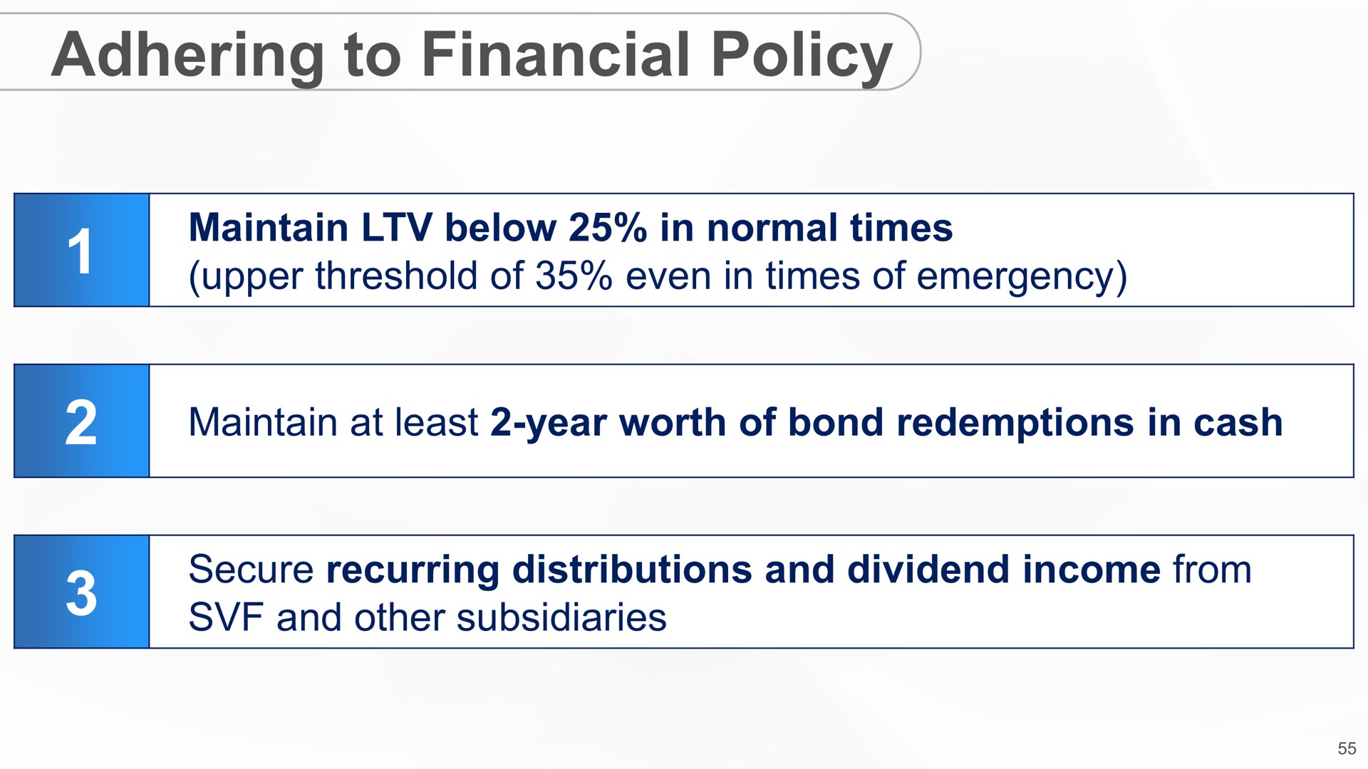 adhering to financial policy | SoftBank