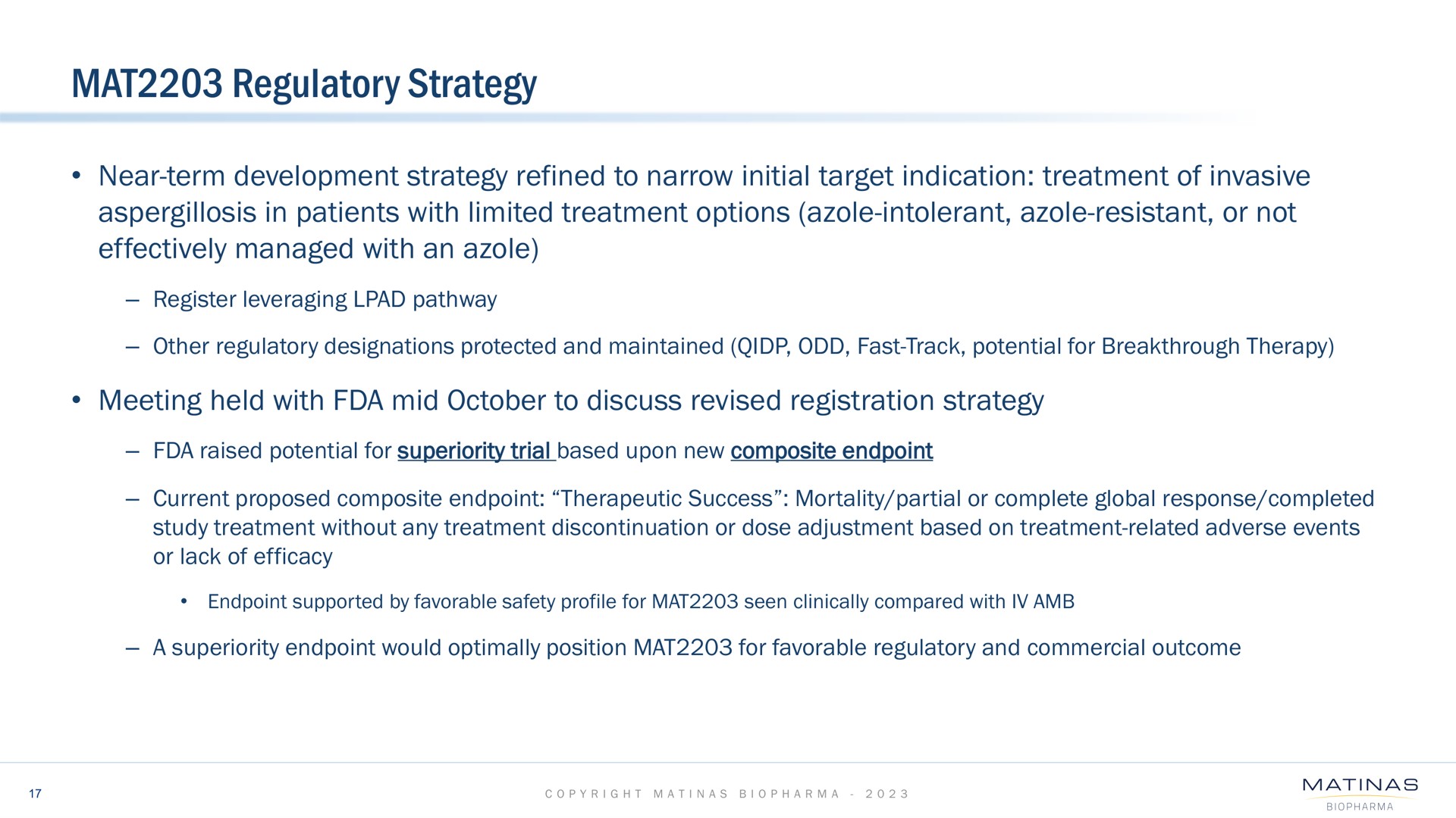 mat regulatory strategy | Matinas BioPharma