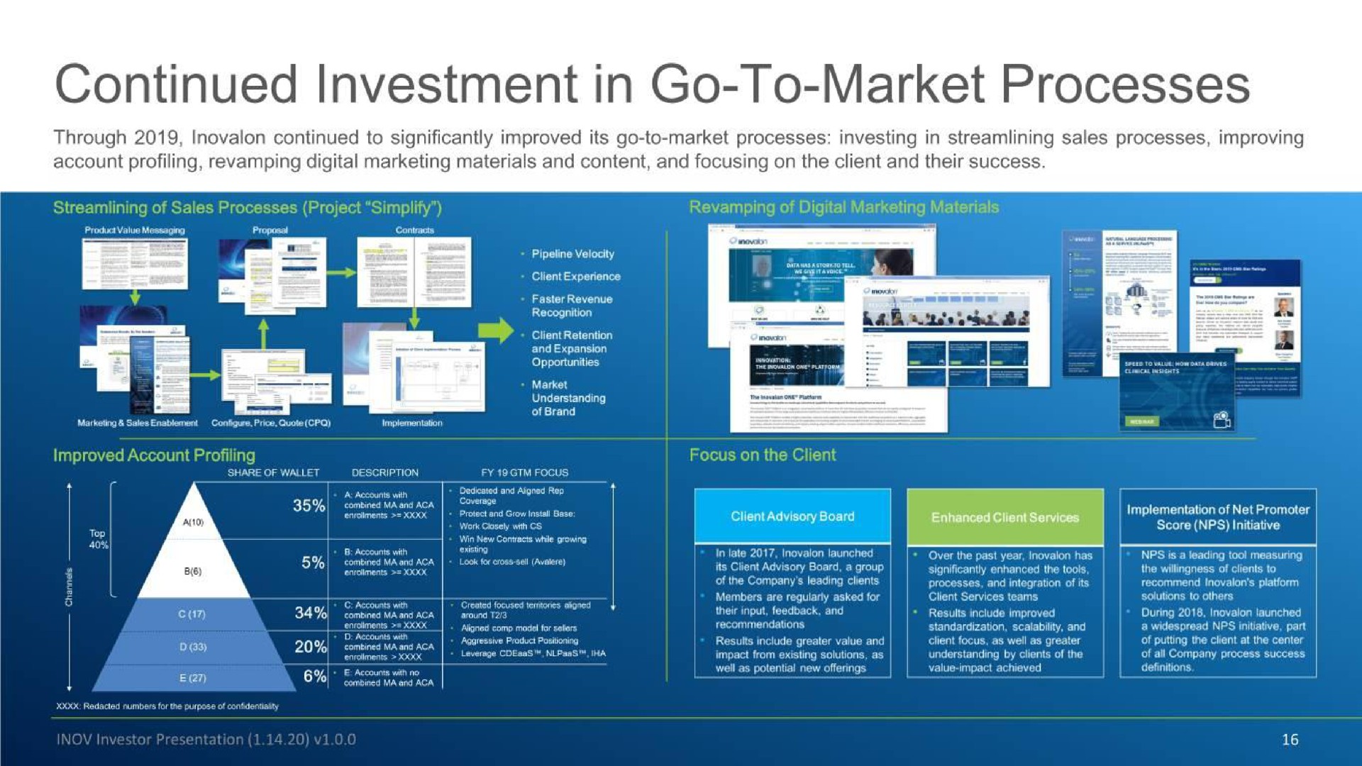 continued investment in go to market processes | Inovalon