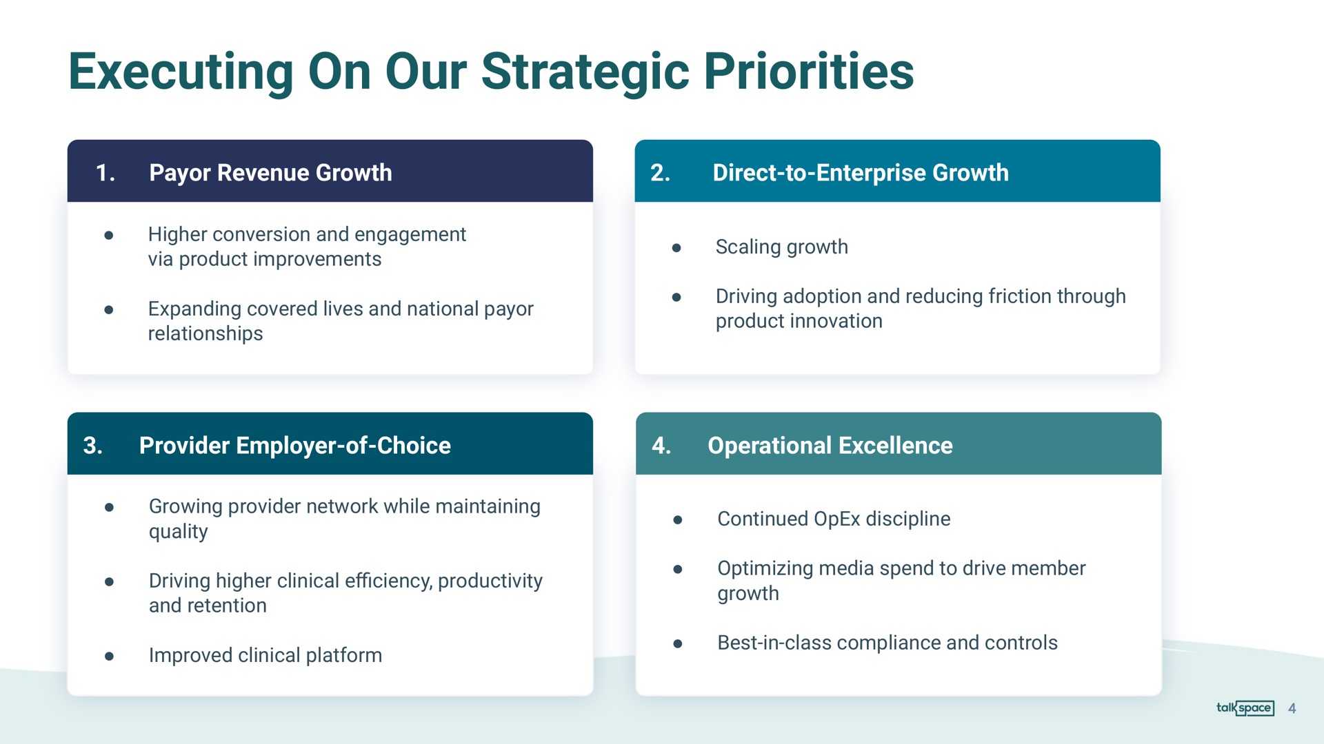 executing on our strategic priorities | Talkspace