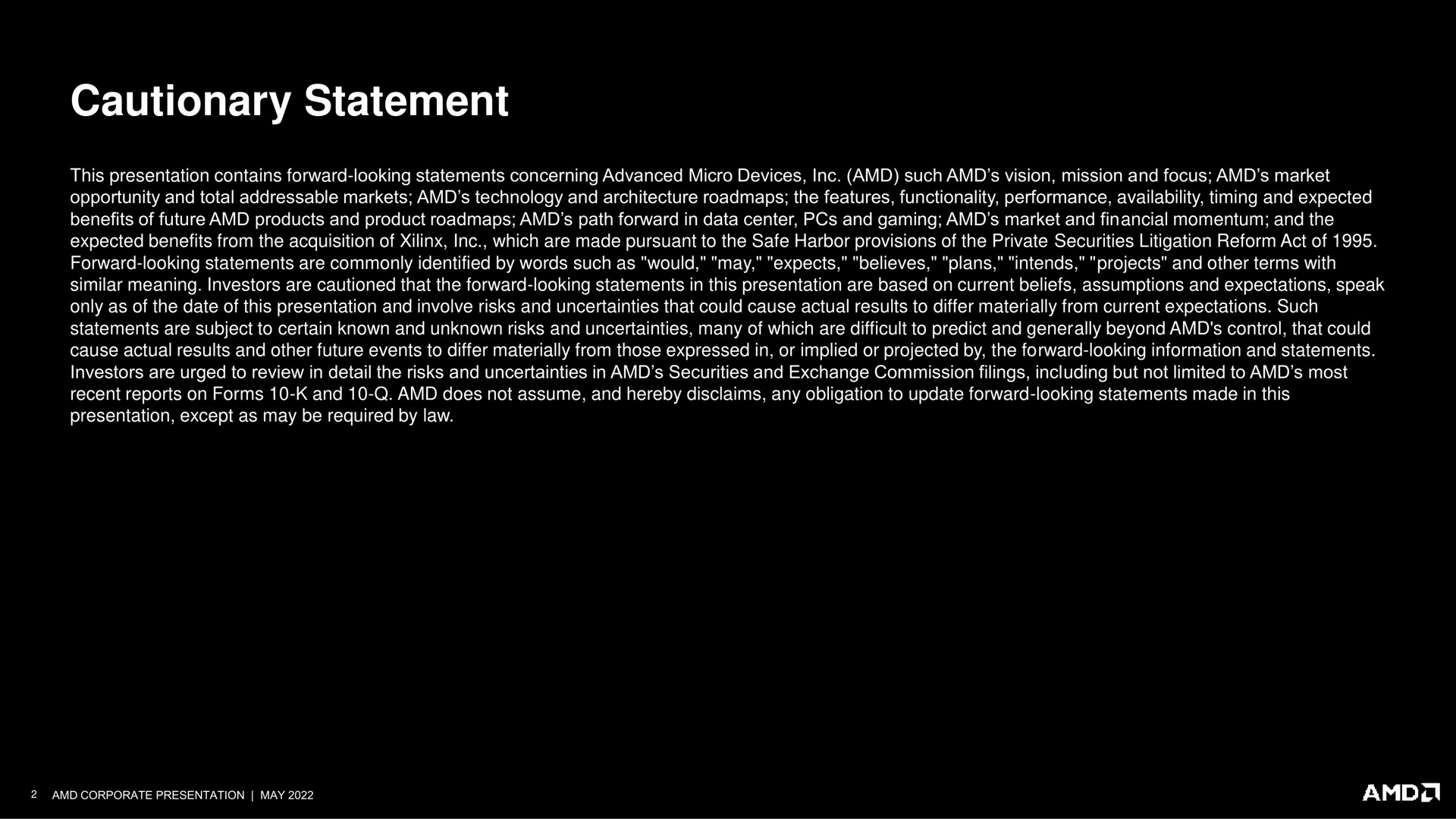 cautionary statement | AMD