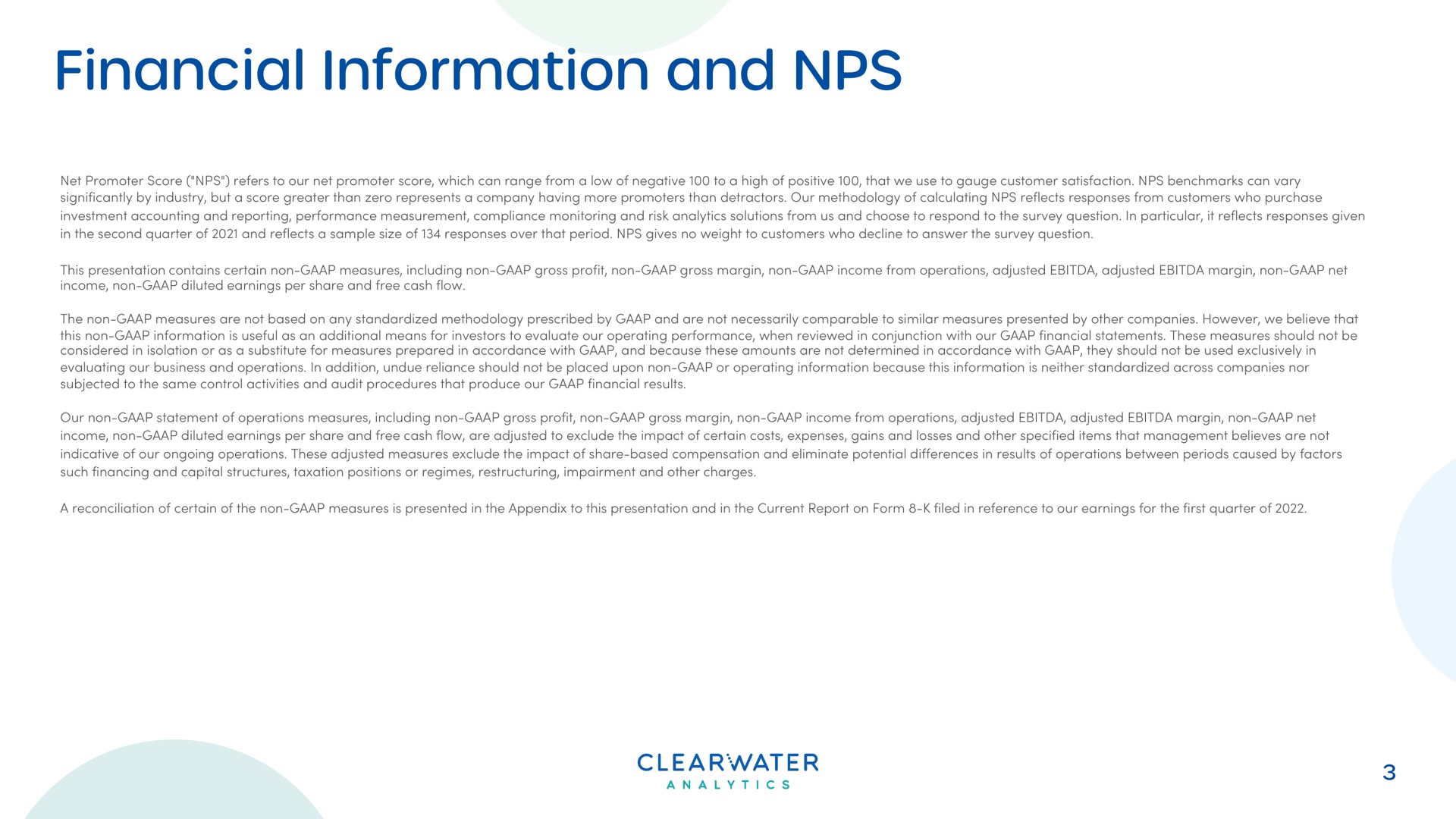 financial information and | Clearwater Analytics