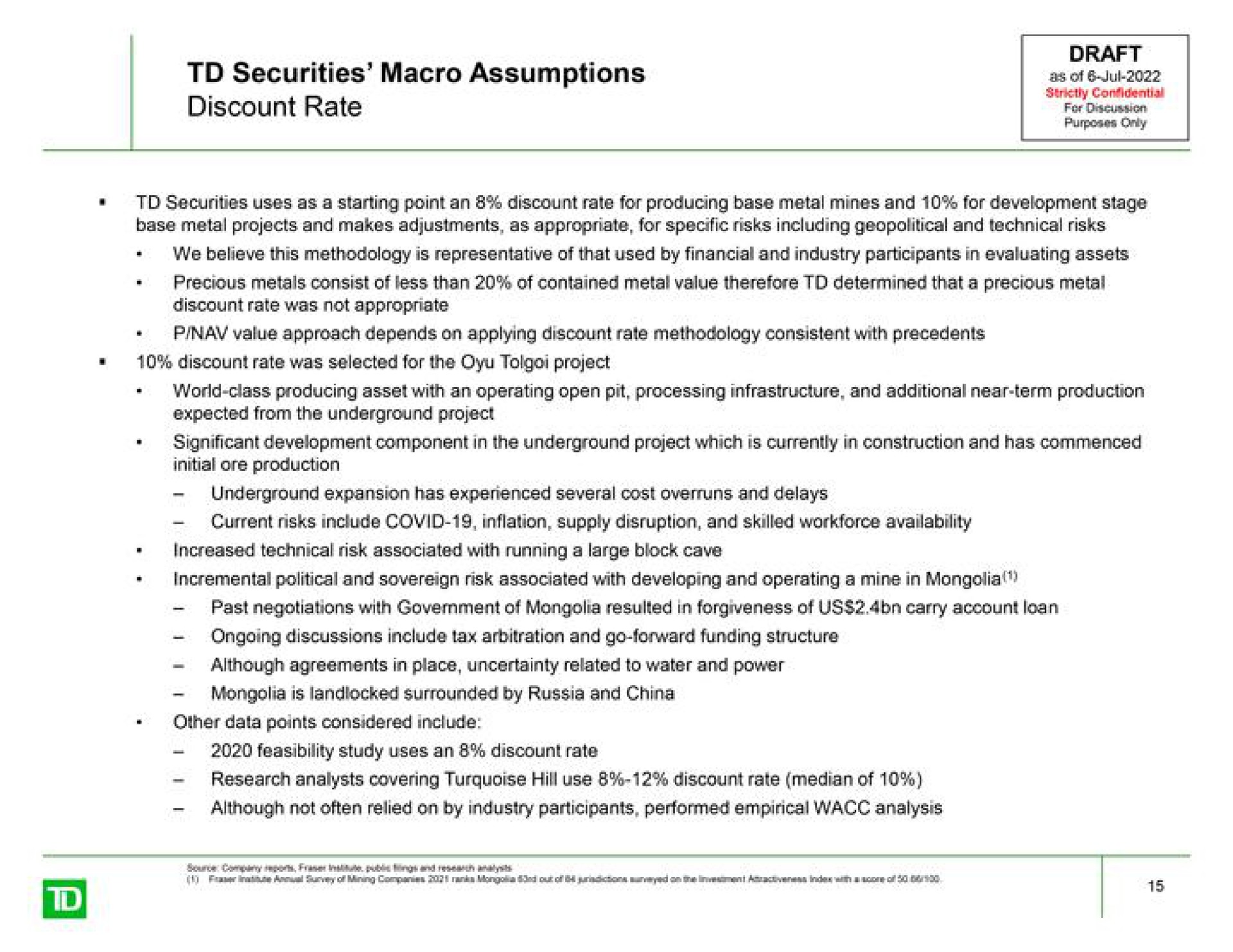 securities macro assumptions discount rate | TD Securities