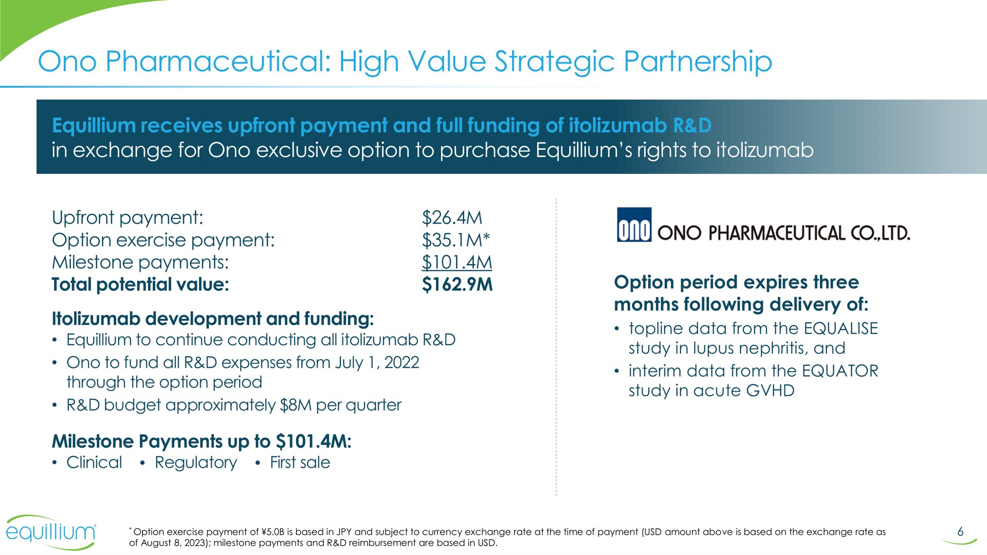 pharmaceutical high value strategic partnership | Equillium