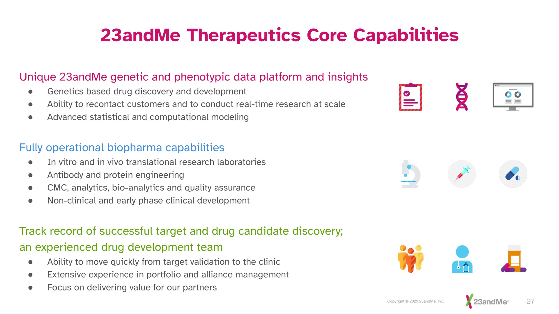 therapeutics core capabilities | 23andMe