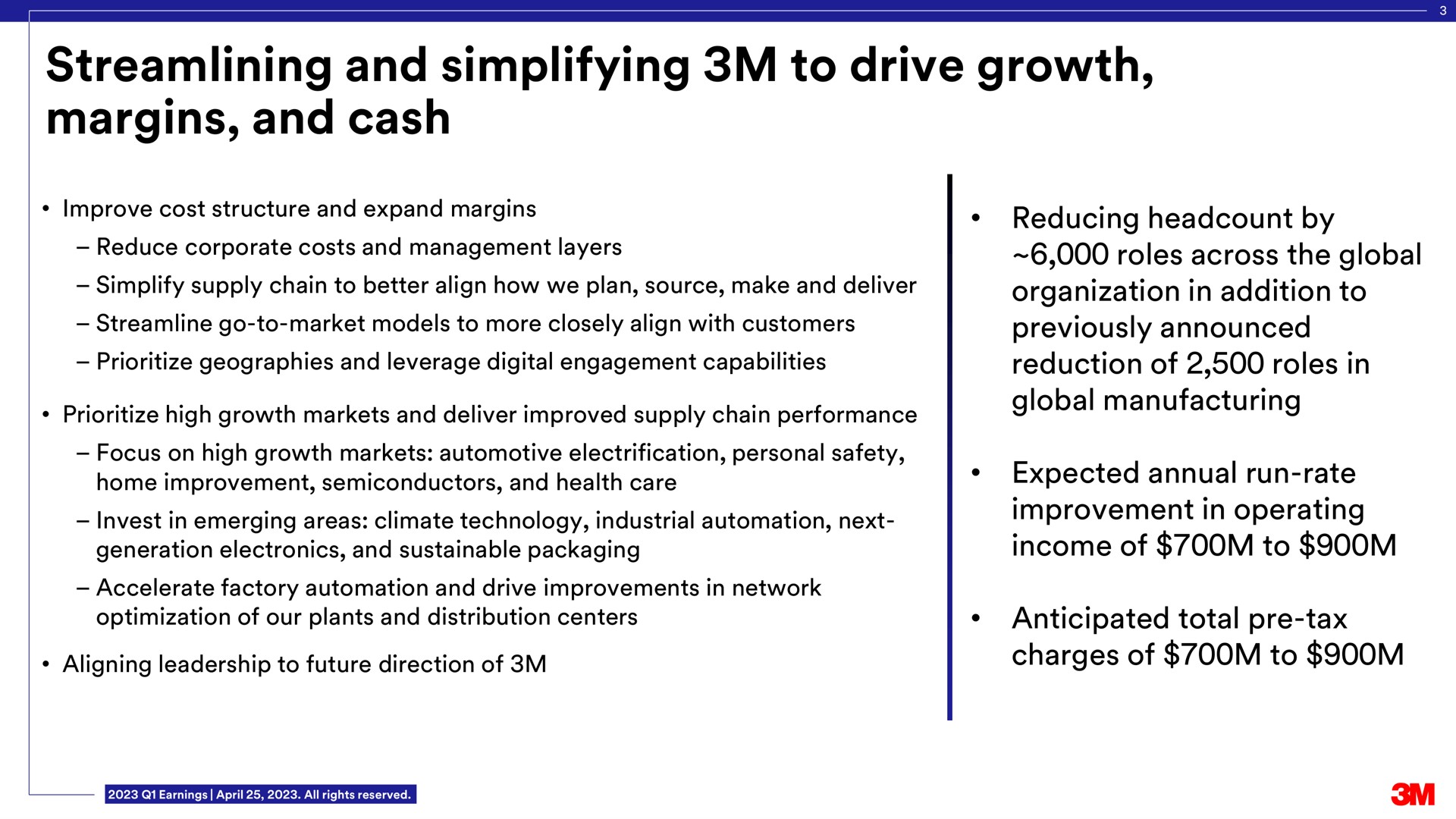 streamlining and simplifying to drive growth margins and cash | 3M