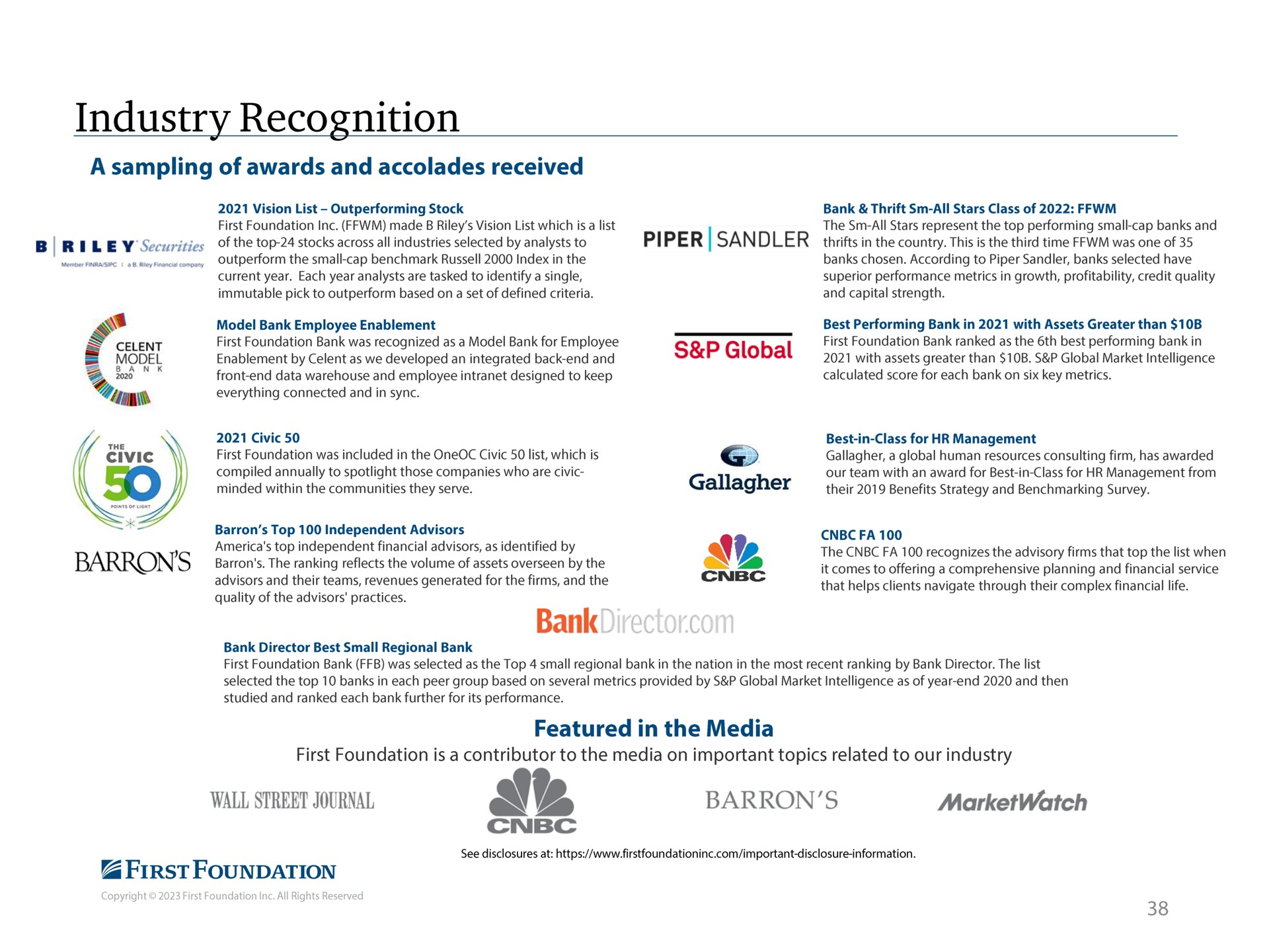 industry recognition piper bank | First Foundation