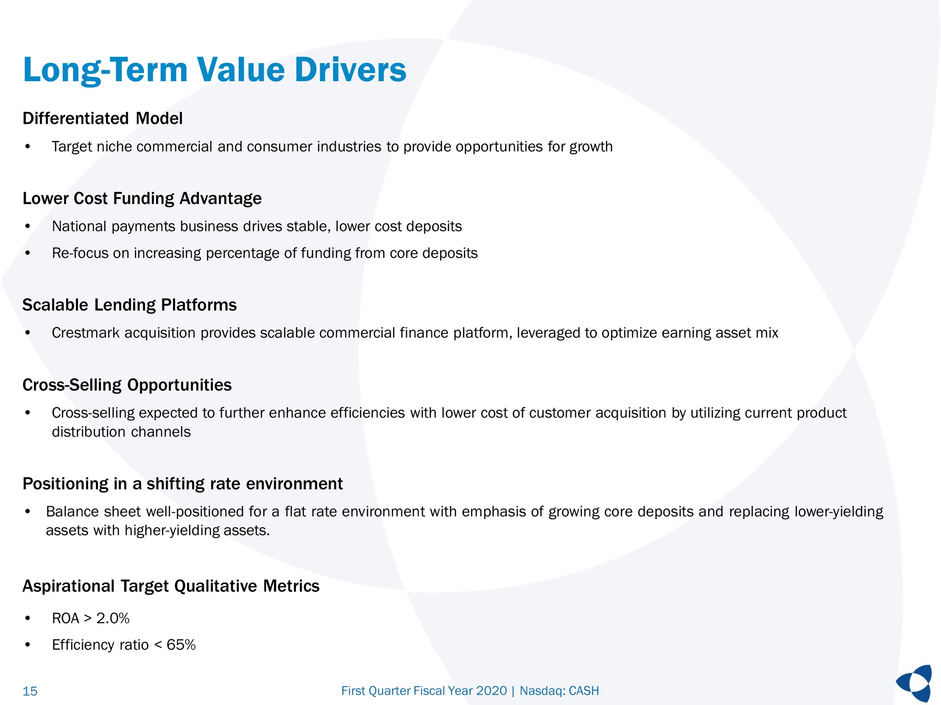 long term value drivers | Pathward Financial