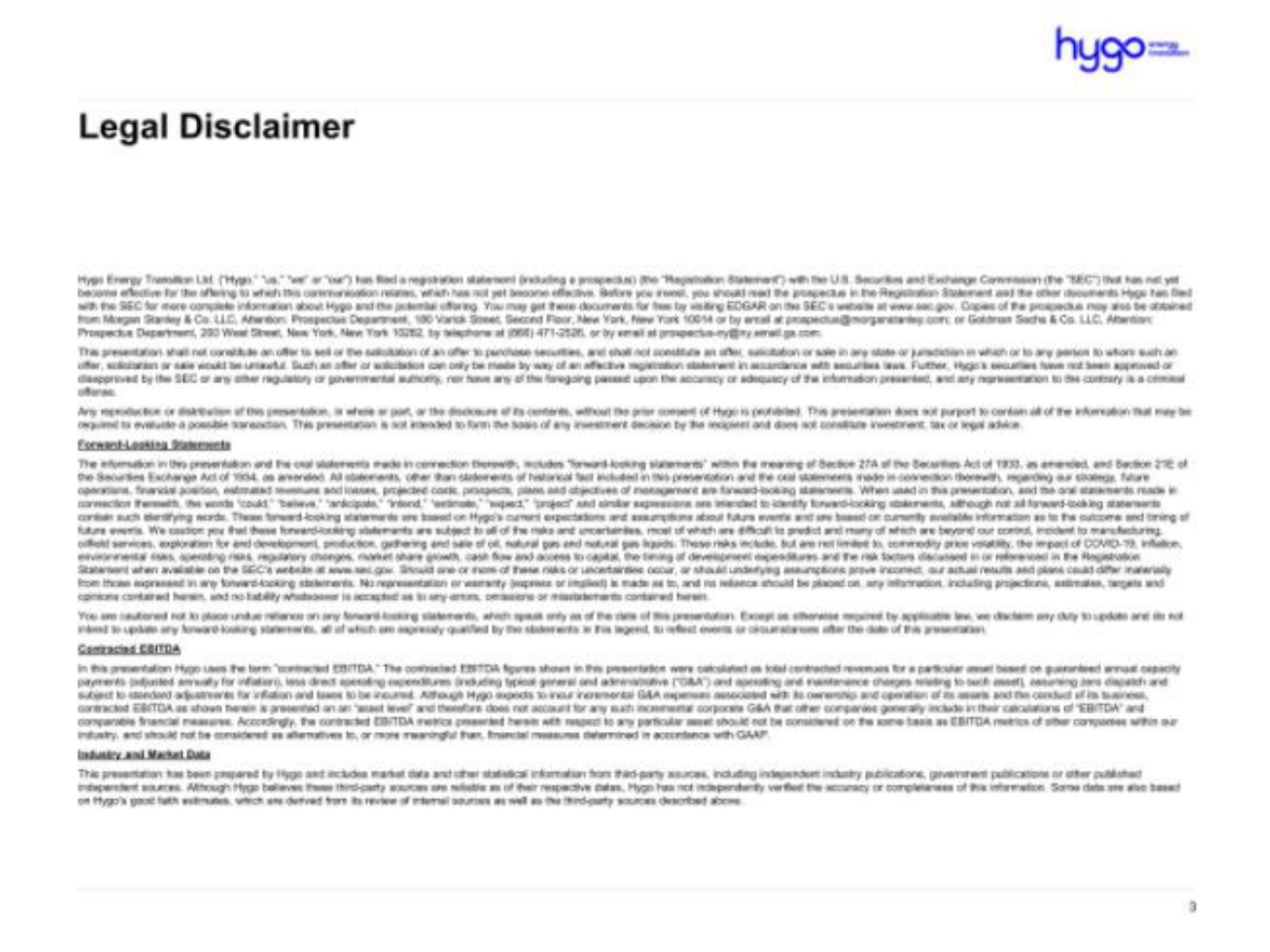legal disclaimer | Hygo Energy