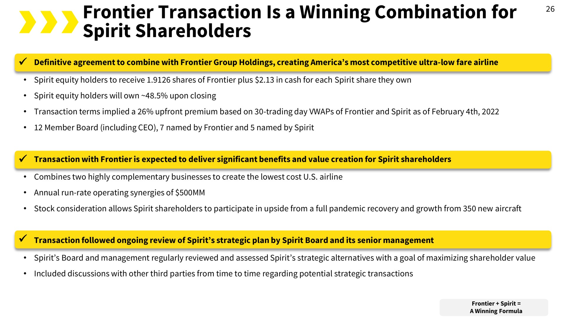 frontier transaction is a winning combination for spirit shareholders | Spirit