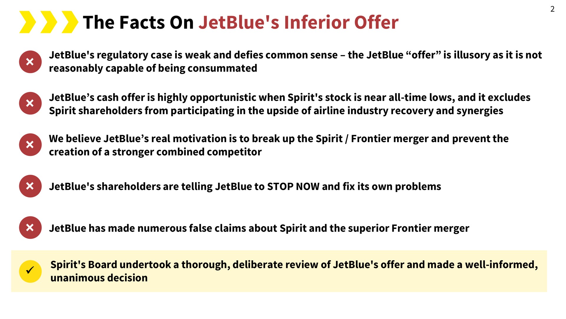 the facts on inferior offer | Spirit