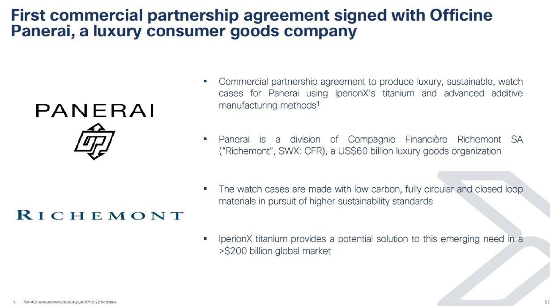 first commercial partnership agreement signed with a luxury consumer goods company | IperionX