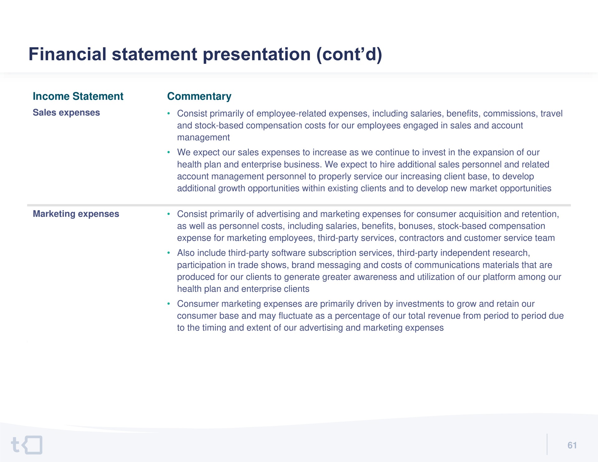 financial statement presentation | Talkspace