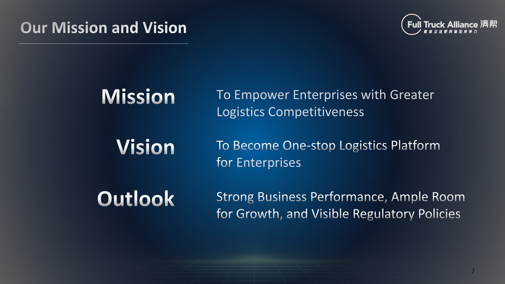 our mission and vision mission vision outlook als for growth visible regulatory policies | Full Track Alliance