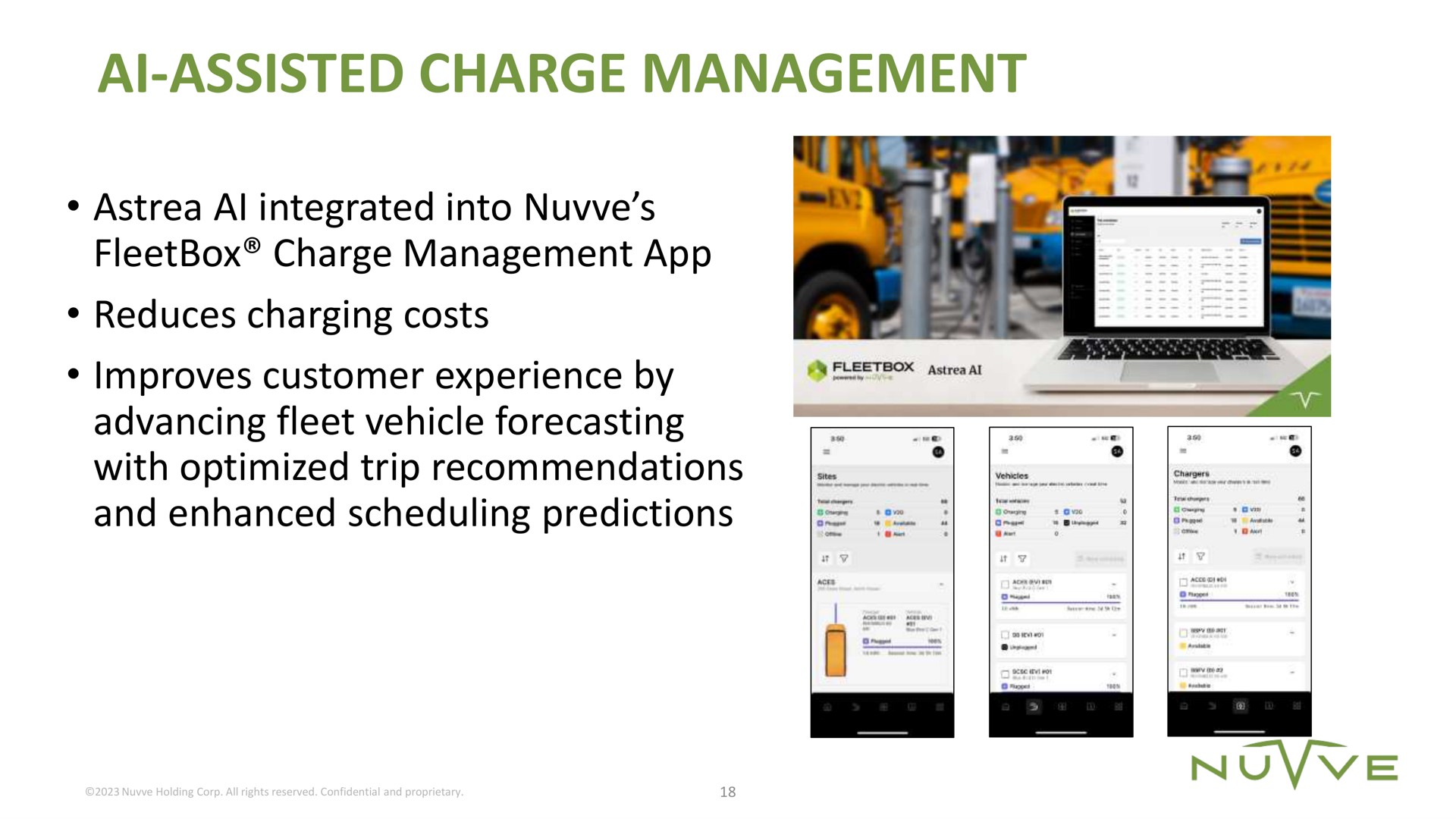 assisted charge management integrated into reduces charging costs improves customer experience by advancing fleet vehicle forecasting with optimized trip recommendations and enhanced scheduling predictions | Nuvve