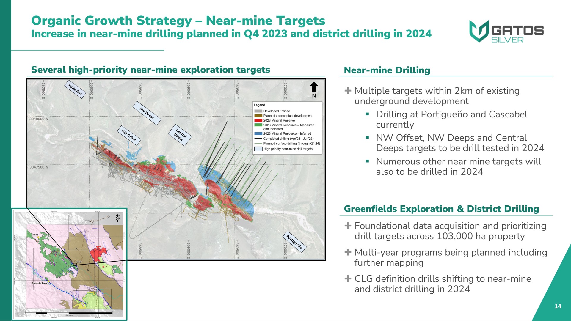 organic growth strategy near mine targets increase in near mine drilling planned in and district drilling in | Gatos Silver