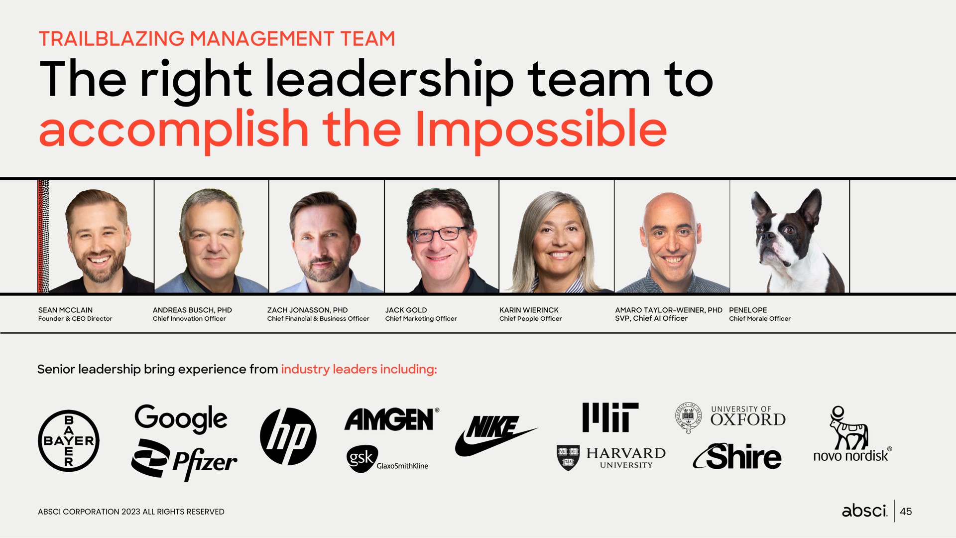 the right leadership team to accomplish the impossible wig | Absci