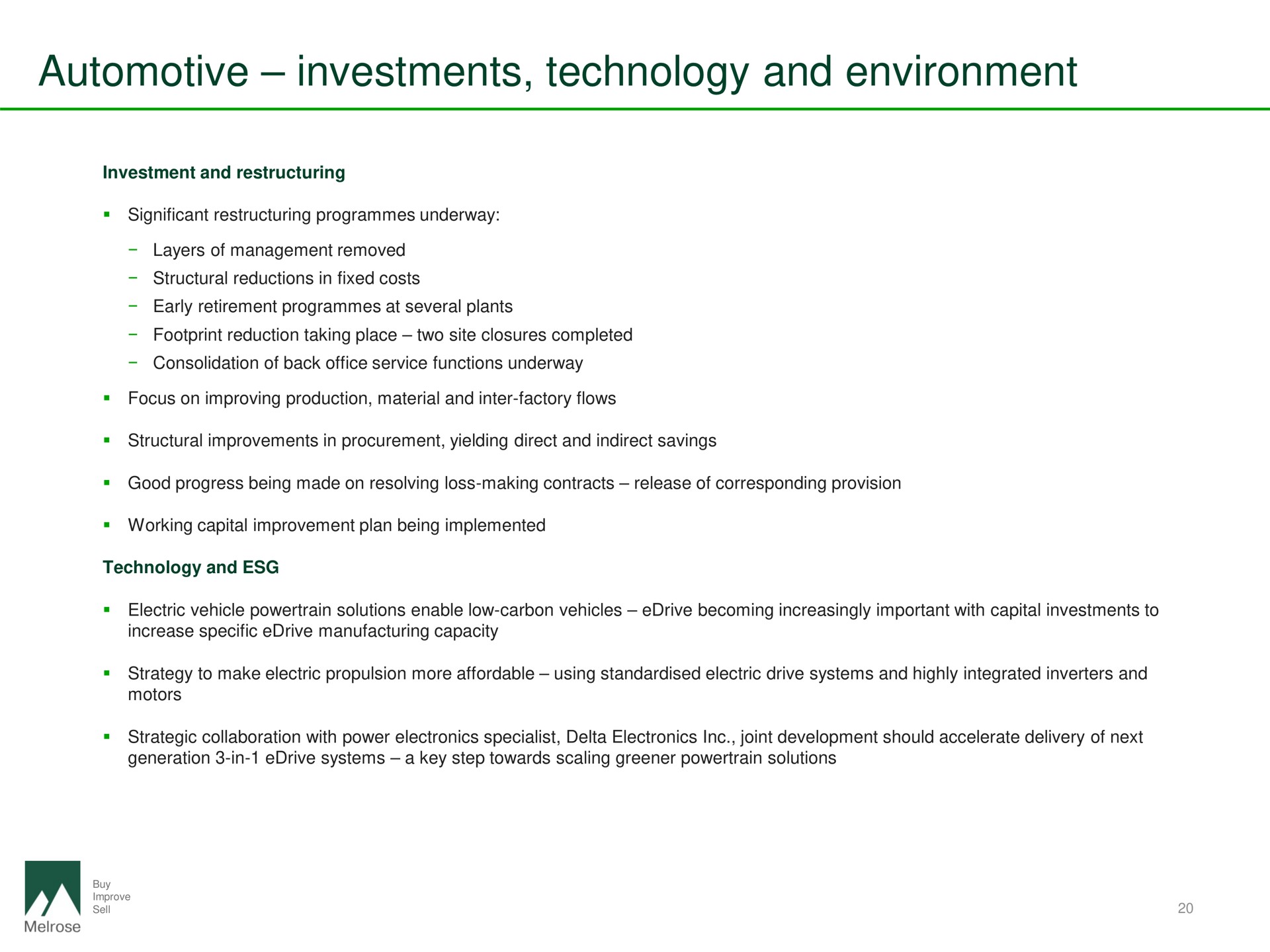 automotive investments technology and environment | Melrose