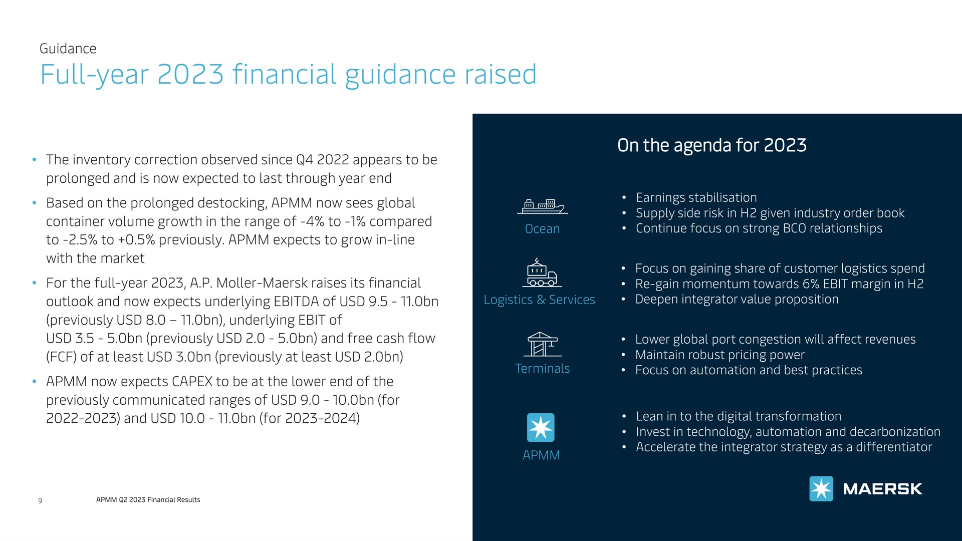 full year financial guidance raised be | Maersk