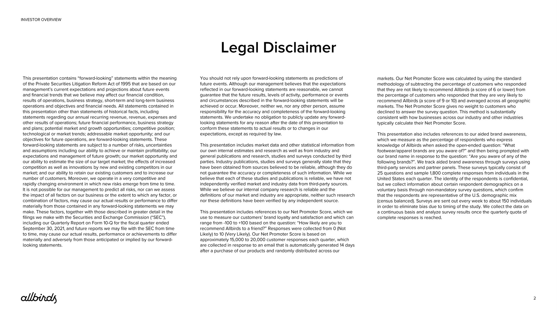 legal disclaimer | Allbirds