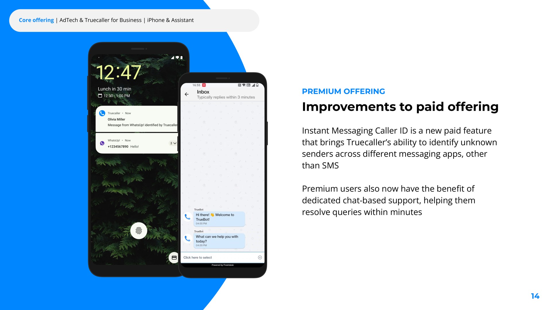 improvements to paid offering a | Truecaller