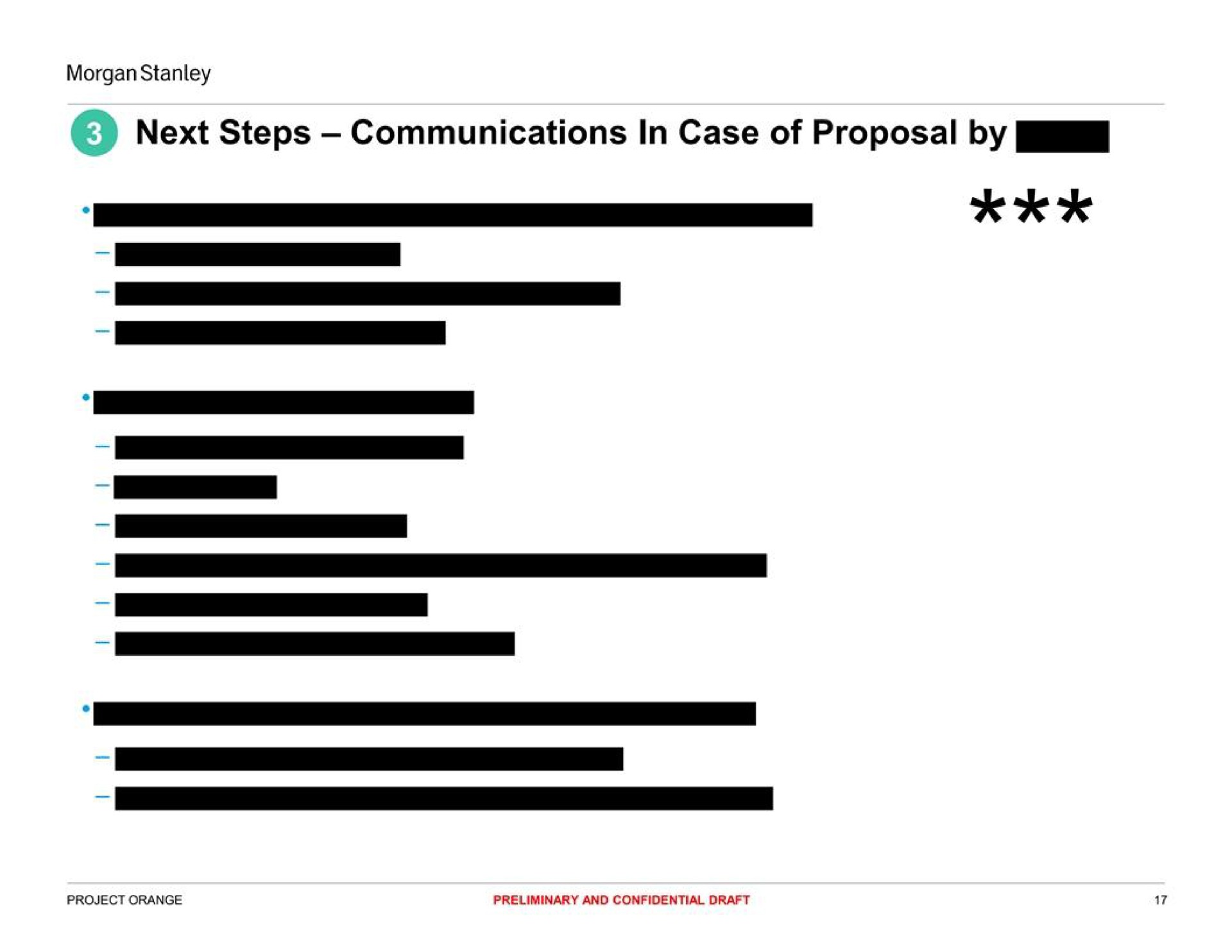 next steps communications in case of proposal by a | Morgan Stanley