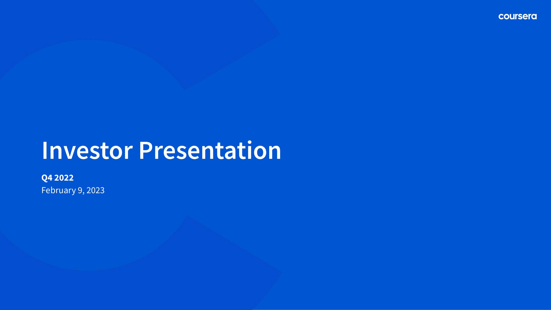 investor presentation | Coursera