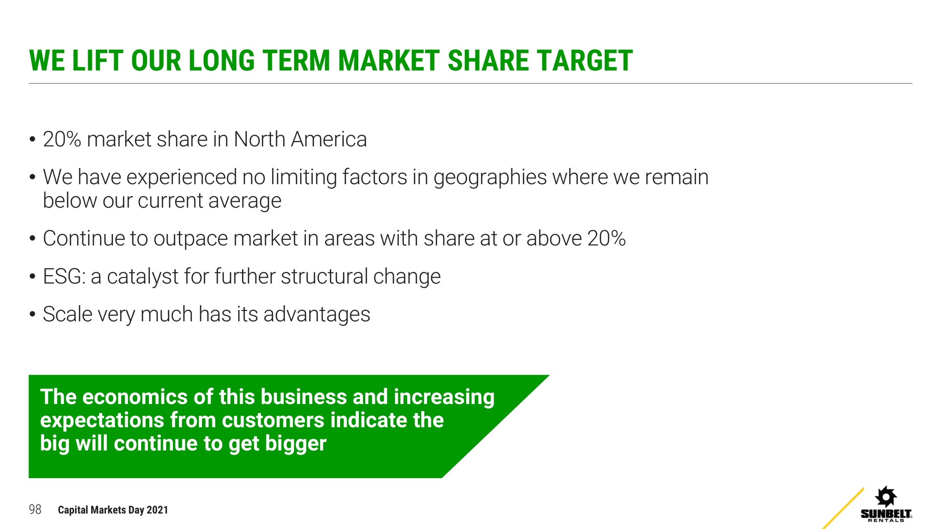 we lift our long term market share target | Ashtead Group
