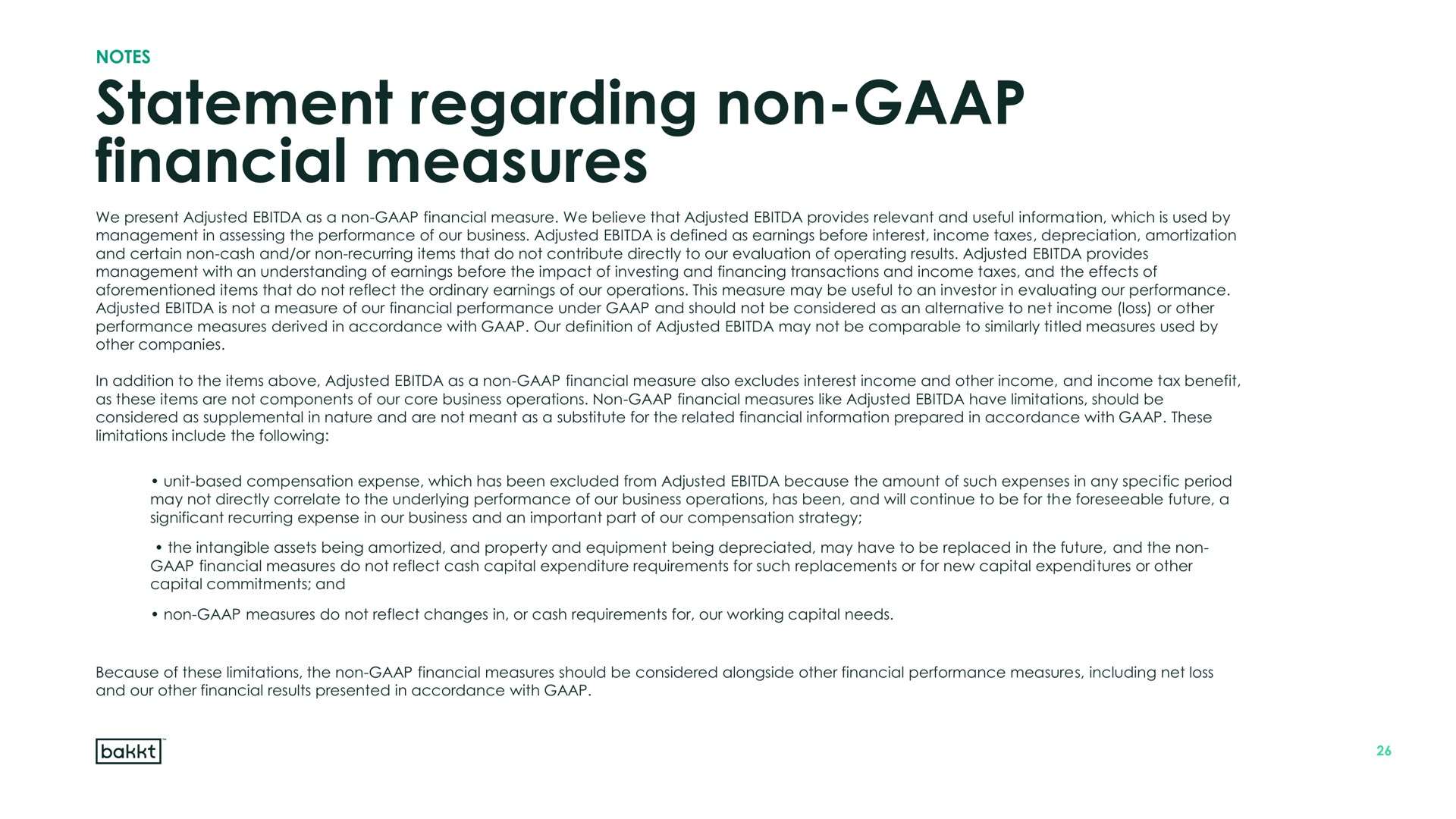 statement regarding non financial measures | Bakkt