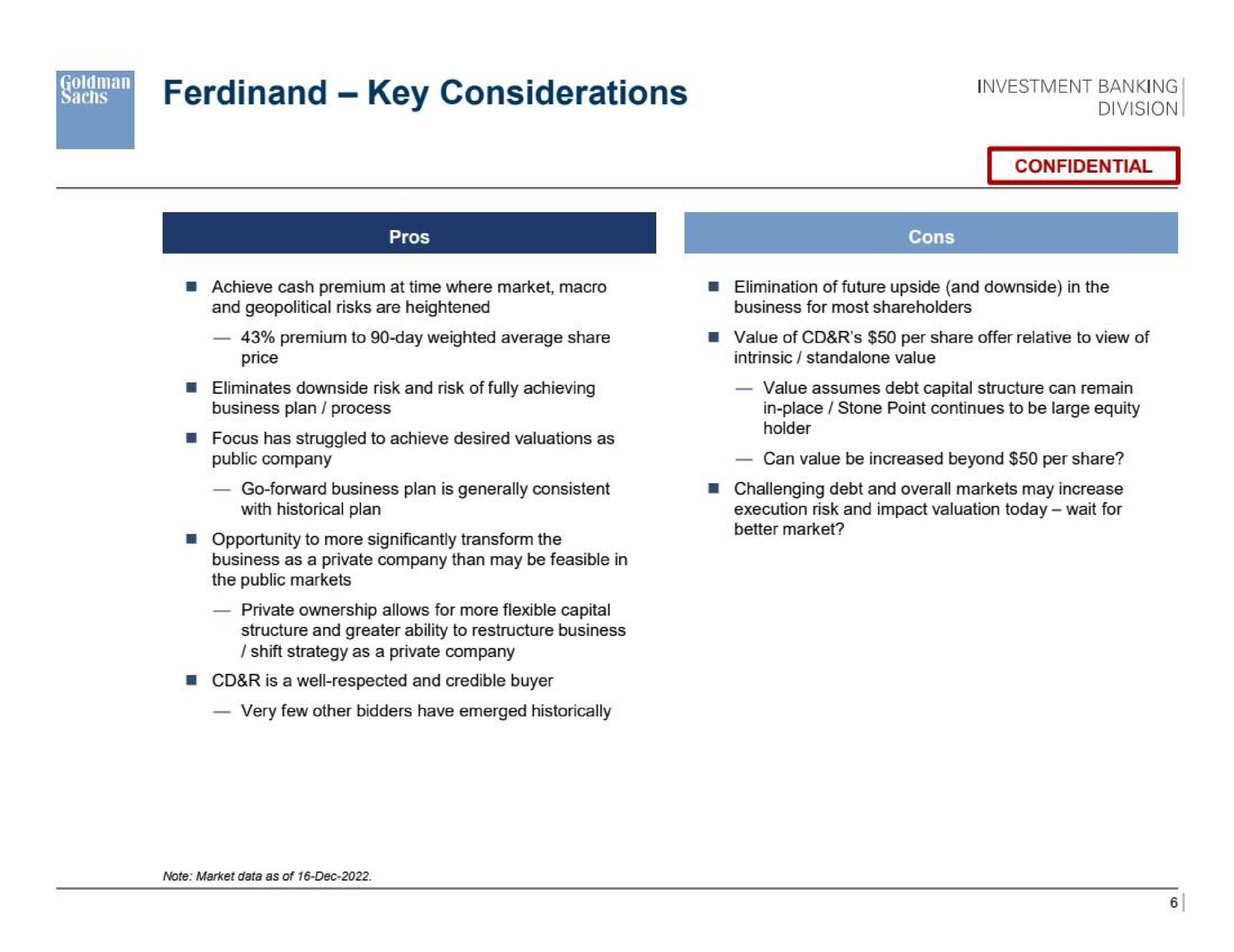 key considerations division confidential | Goldman Sachs