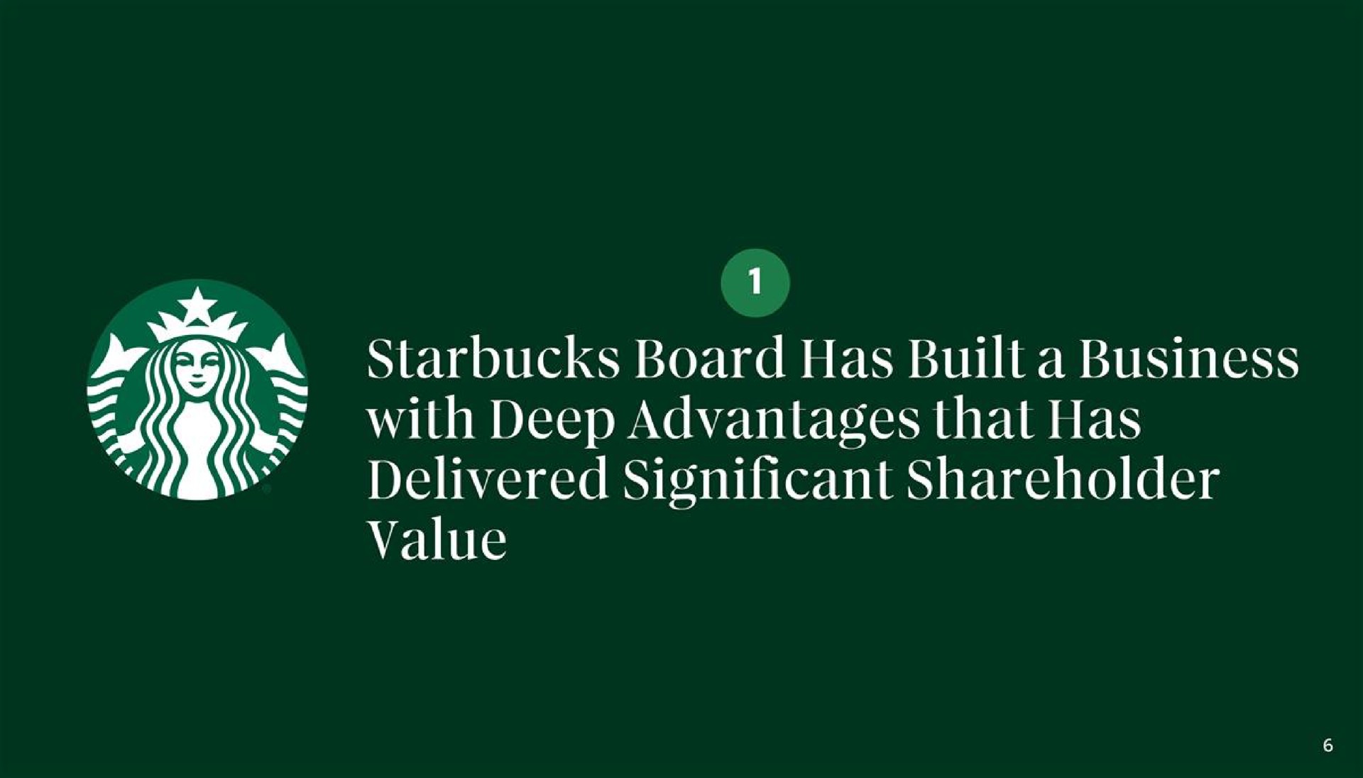 i board has built a business with deep advantages that has delivered significant shareholder nat | Starbucks