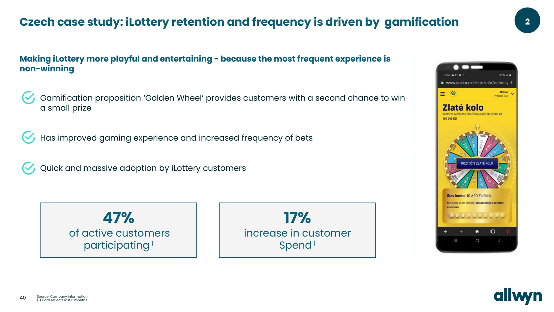 case study retention and frequency is driven by of active customers participating increase in customer spend at | Allwyn