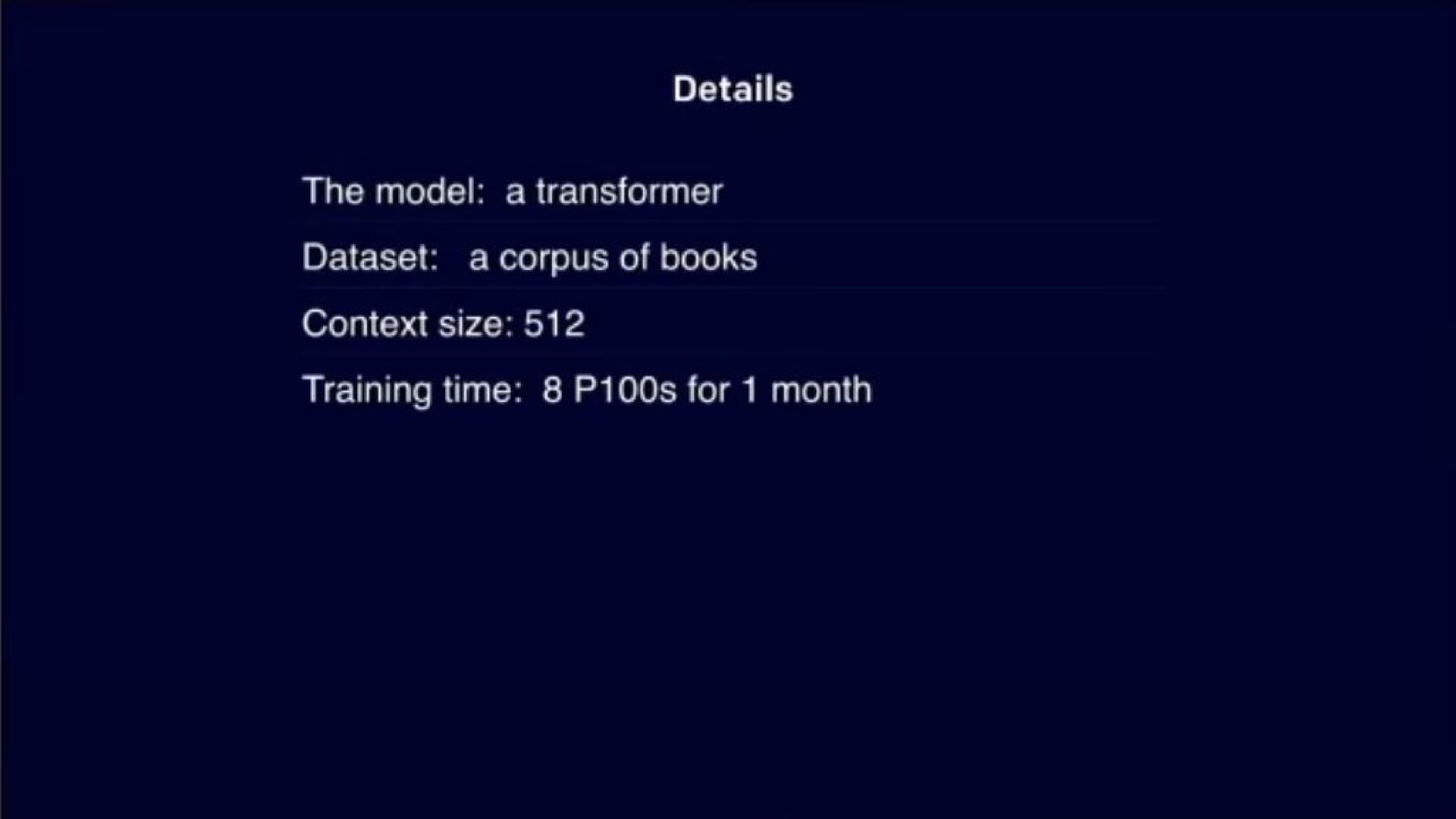 a corpus of books context size training time for month | OpenAI