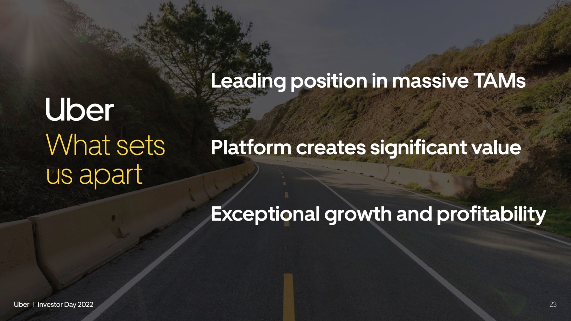 sets us apart leading position in massive tams platform creates significant value exceptional growth and profitability | Uber