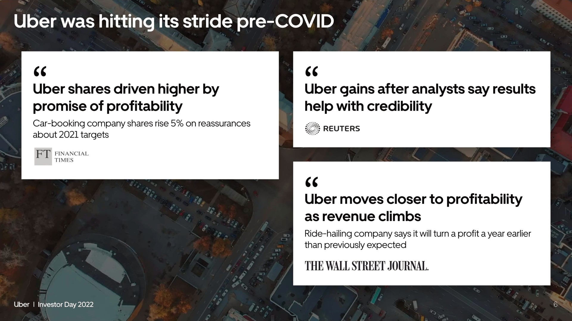 was hitting its stride covid shares driven higher by promise of profitability gains after analysts say results help with credibility the wall street journal moves closer to profitability | Uber